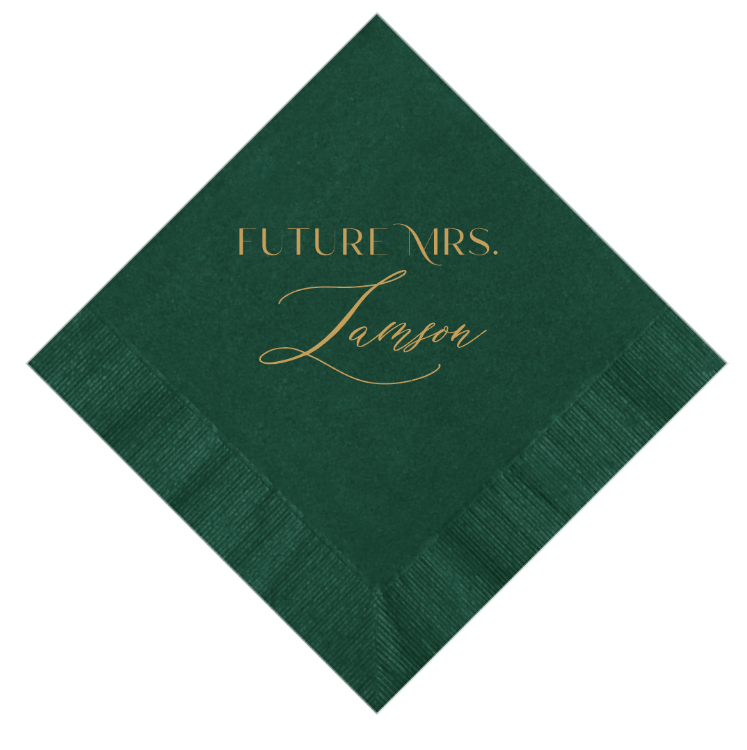 Future Mrs Script Bridal Shower Napkins - Napkins - Foil Stamped