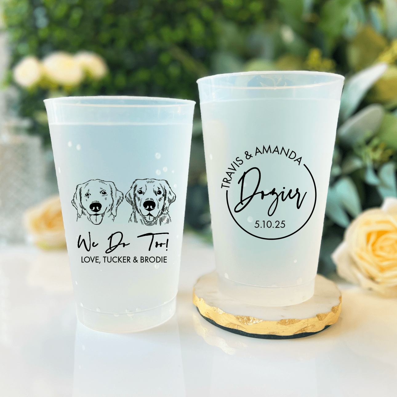 I Do Too - Illustrated Pet Wedding Frosted Plastic Cups - Cup - Frosted - Dog