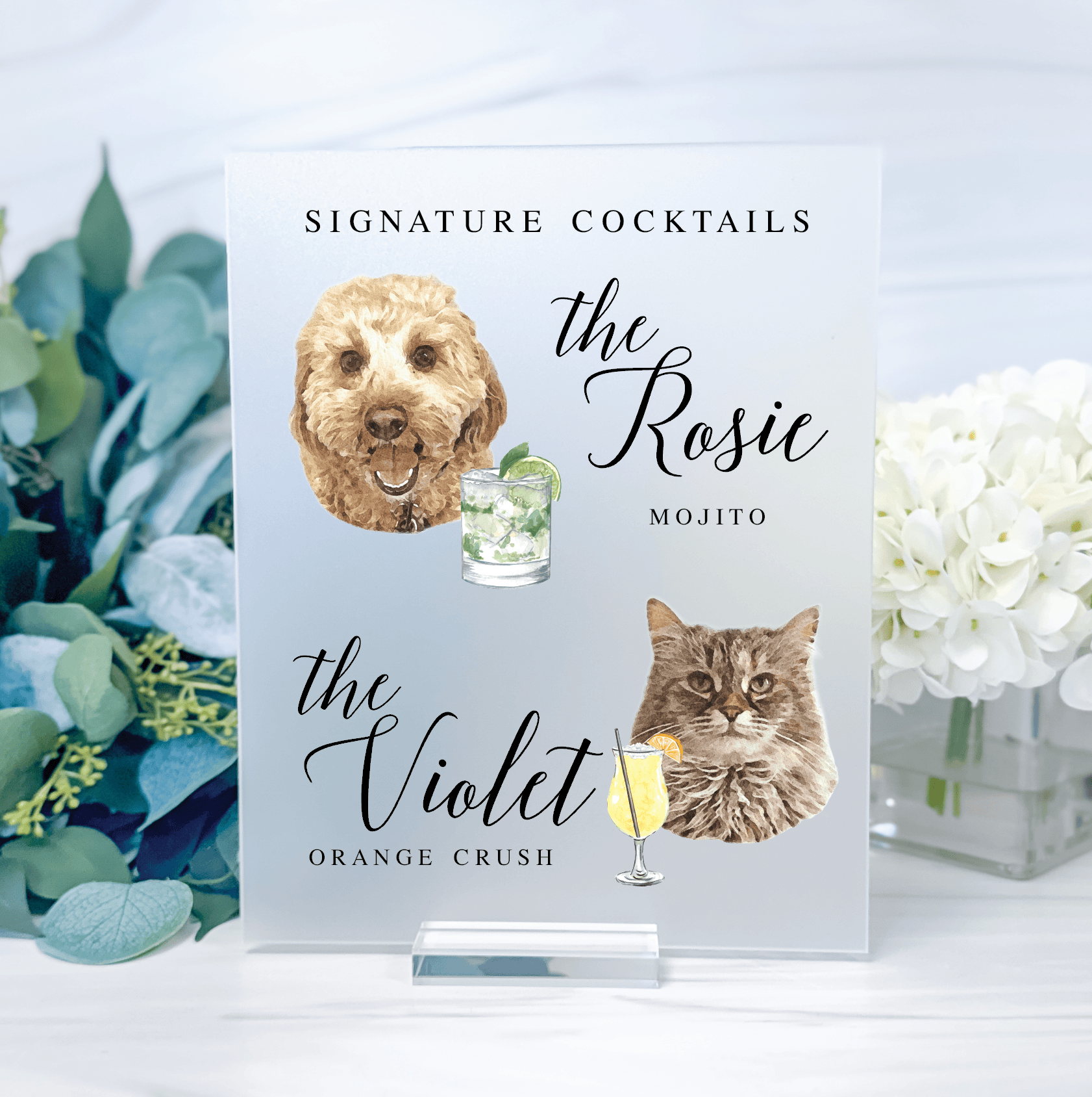 Wedding Bar Menu Print - Pets