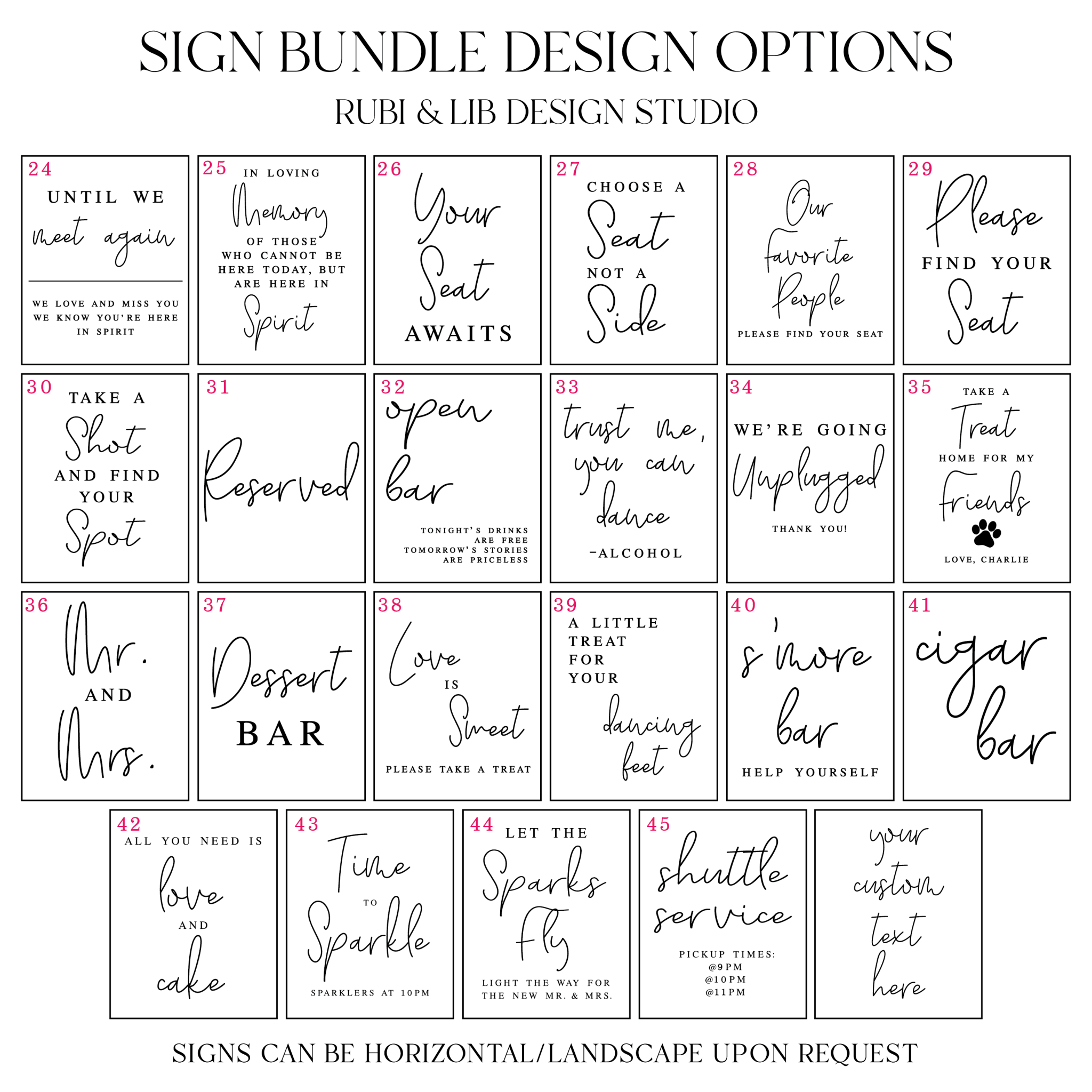 Simplistic Script Wedding 8x10 Sign Bundle - Welcome Sign