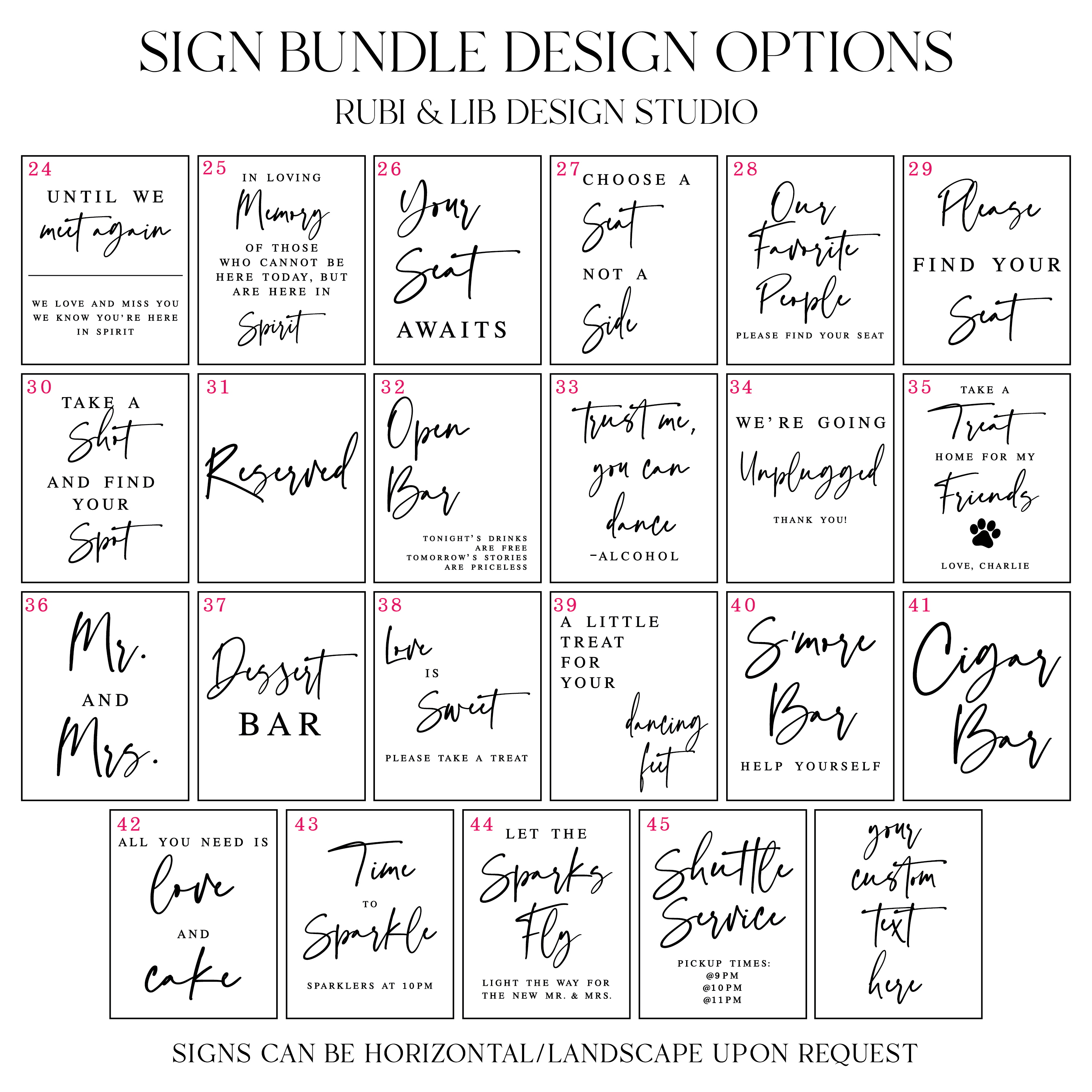 Boho Style Wedding 8x10 Sign Bundle - Welcome Sign