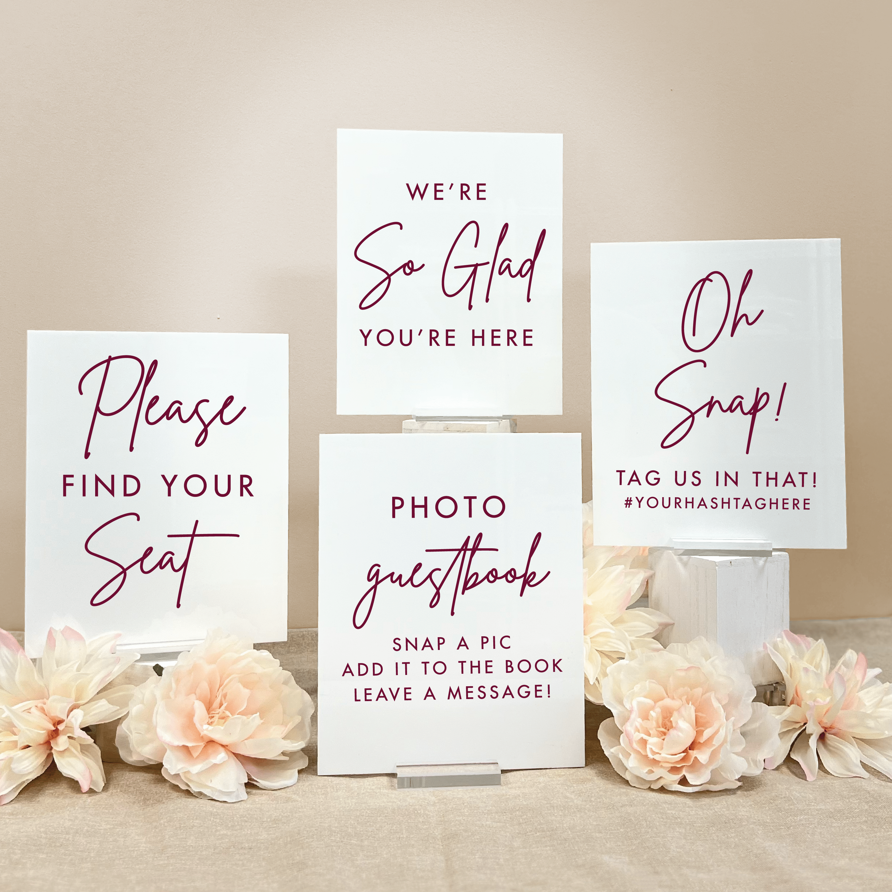 Modern Script Wedding 8x10 Sign Bundle - Welcome Sign
