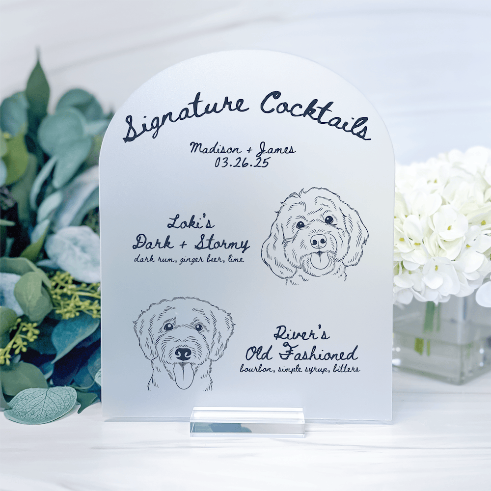 Illustrated Pet Wedding Bar Print