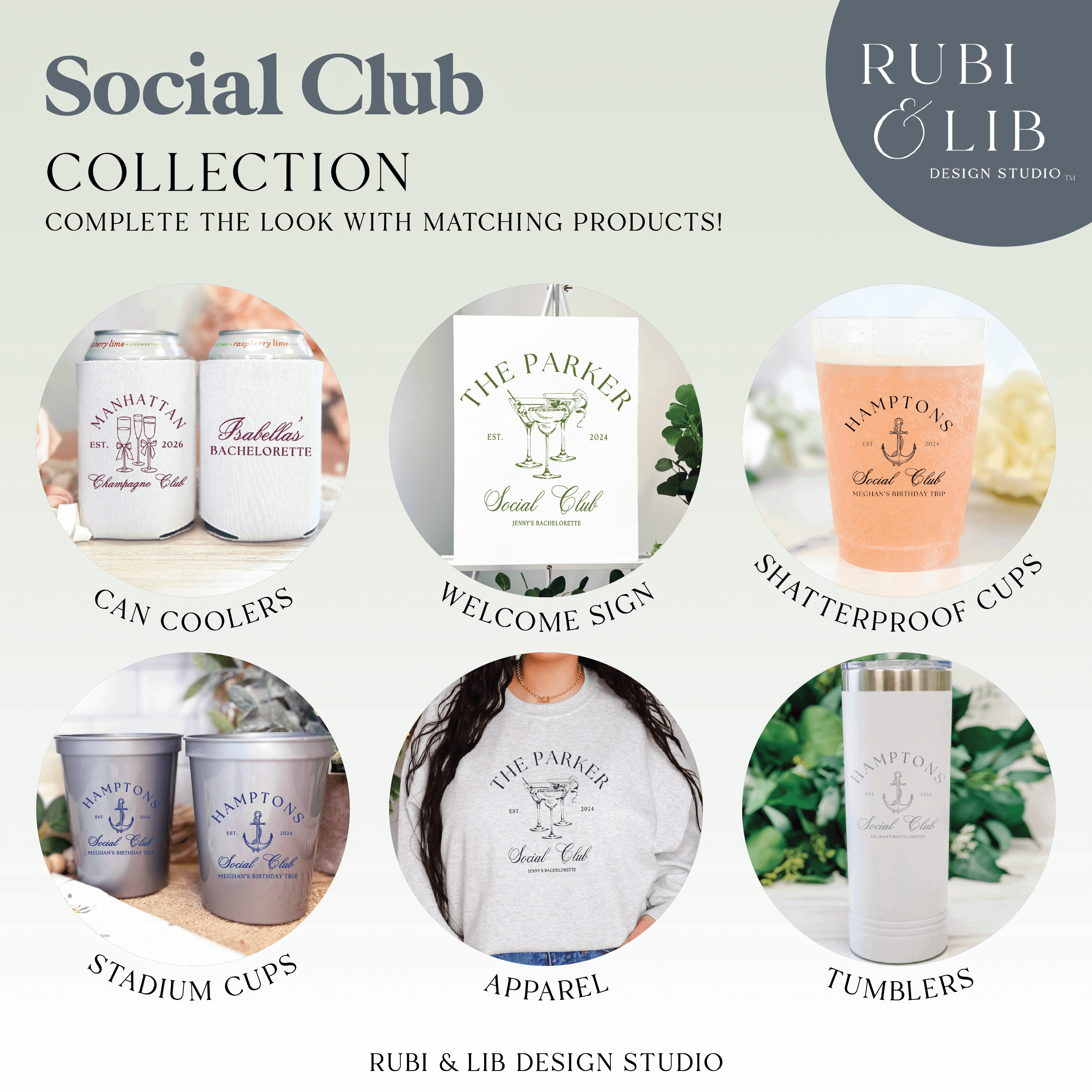 Custom Last Name Social Club Bachelorette Stadium Cups - Cups - Stadium - Bachelorette