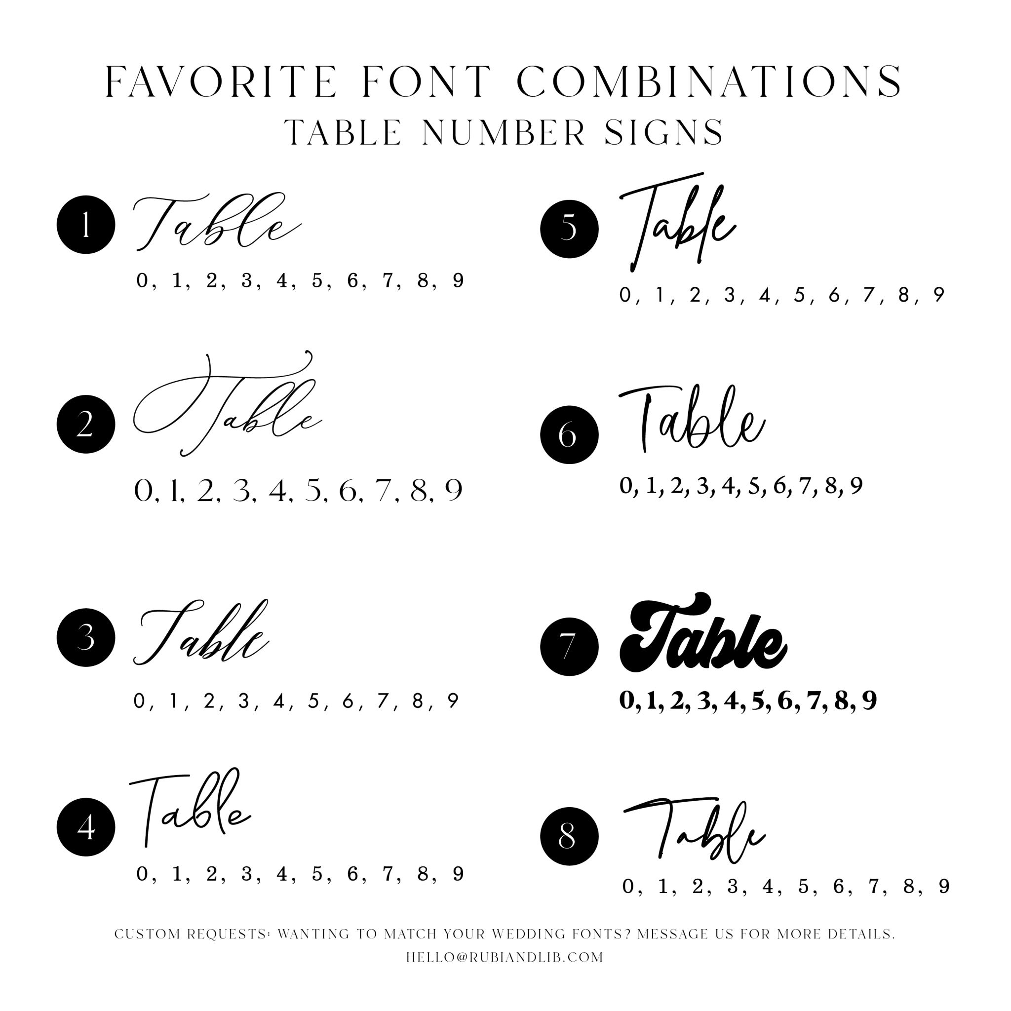 Modern Block Arched Acrylic Table Numbers