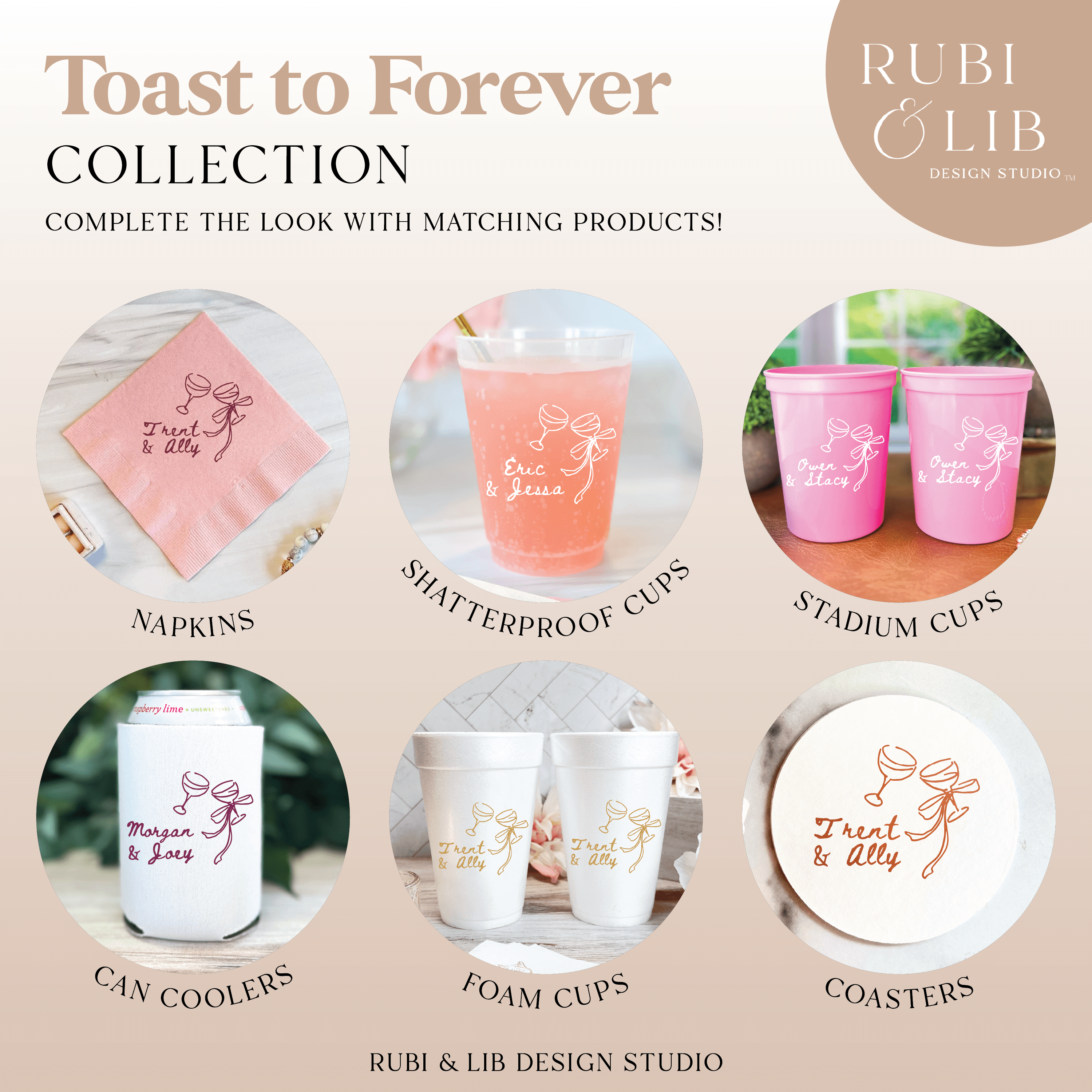 Toast To Forever Personalized Foam Wedding Cups - Cup - Foam