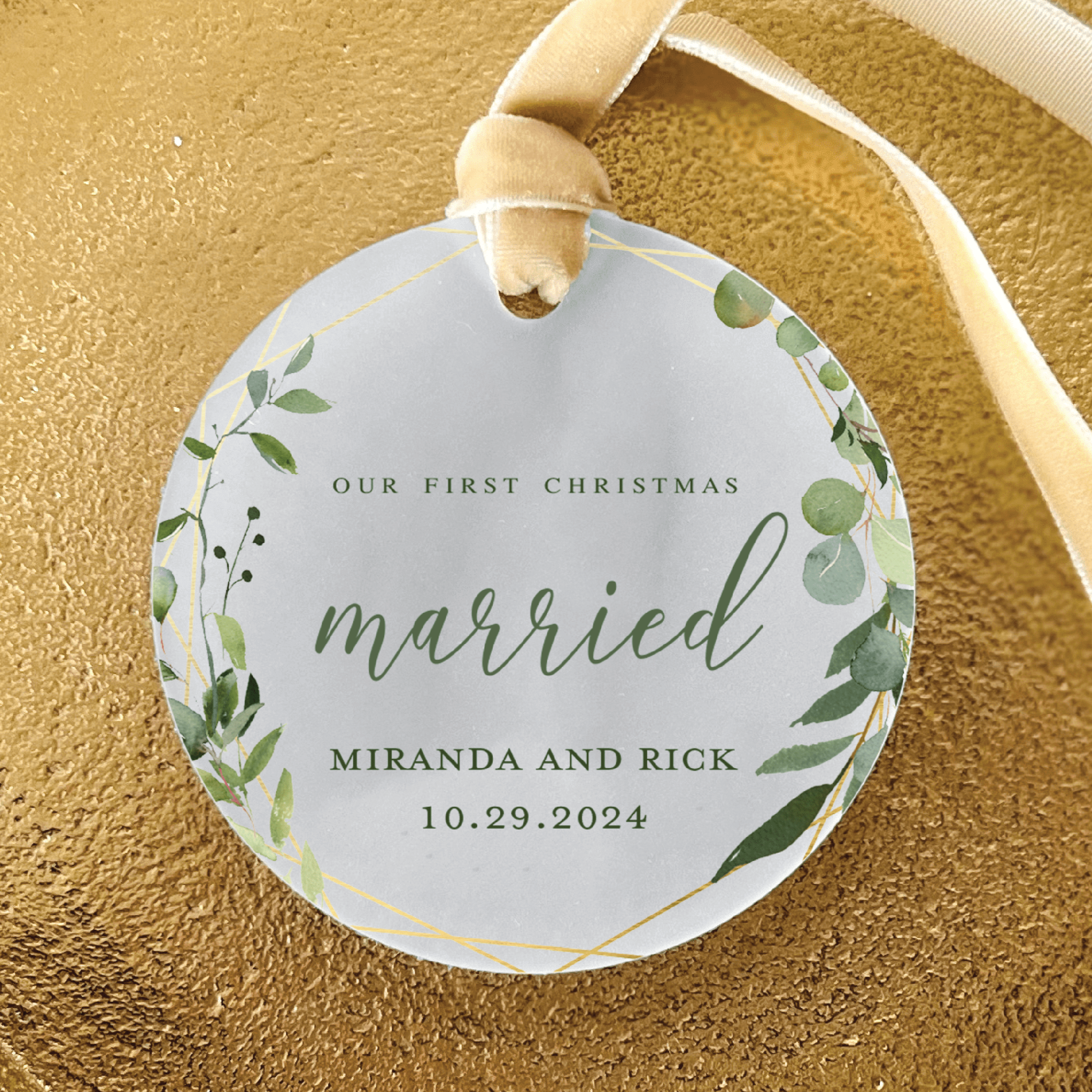 First Christmas Married Ornament - Greenery - Ornament - Acrylic
