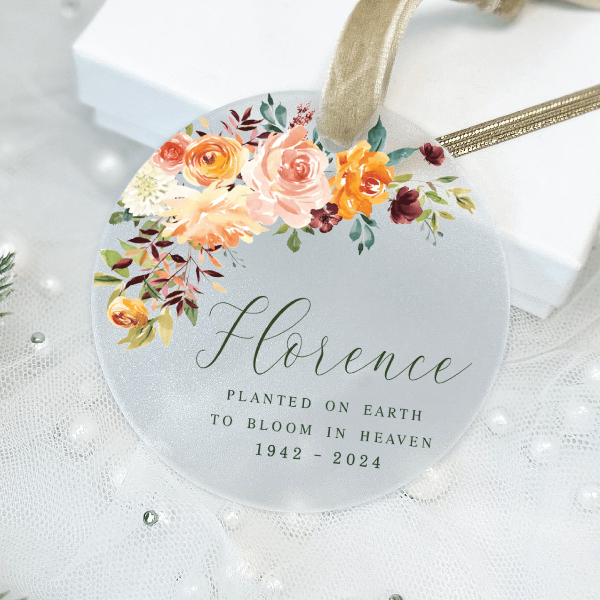 Floral Memorial Ornament - Ornament - Acrylic