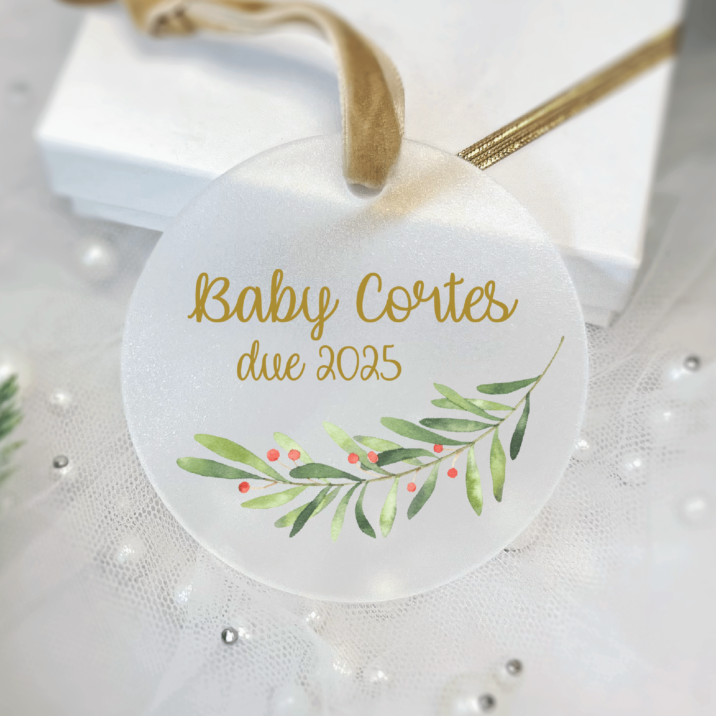Baby Christmas Ornament - Holly - Ornament - Acrylic
