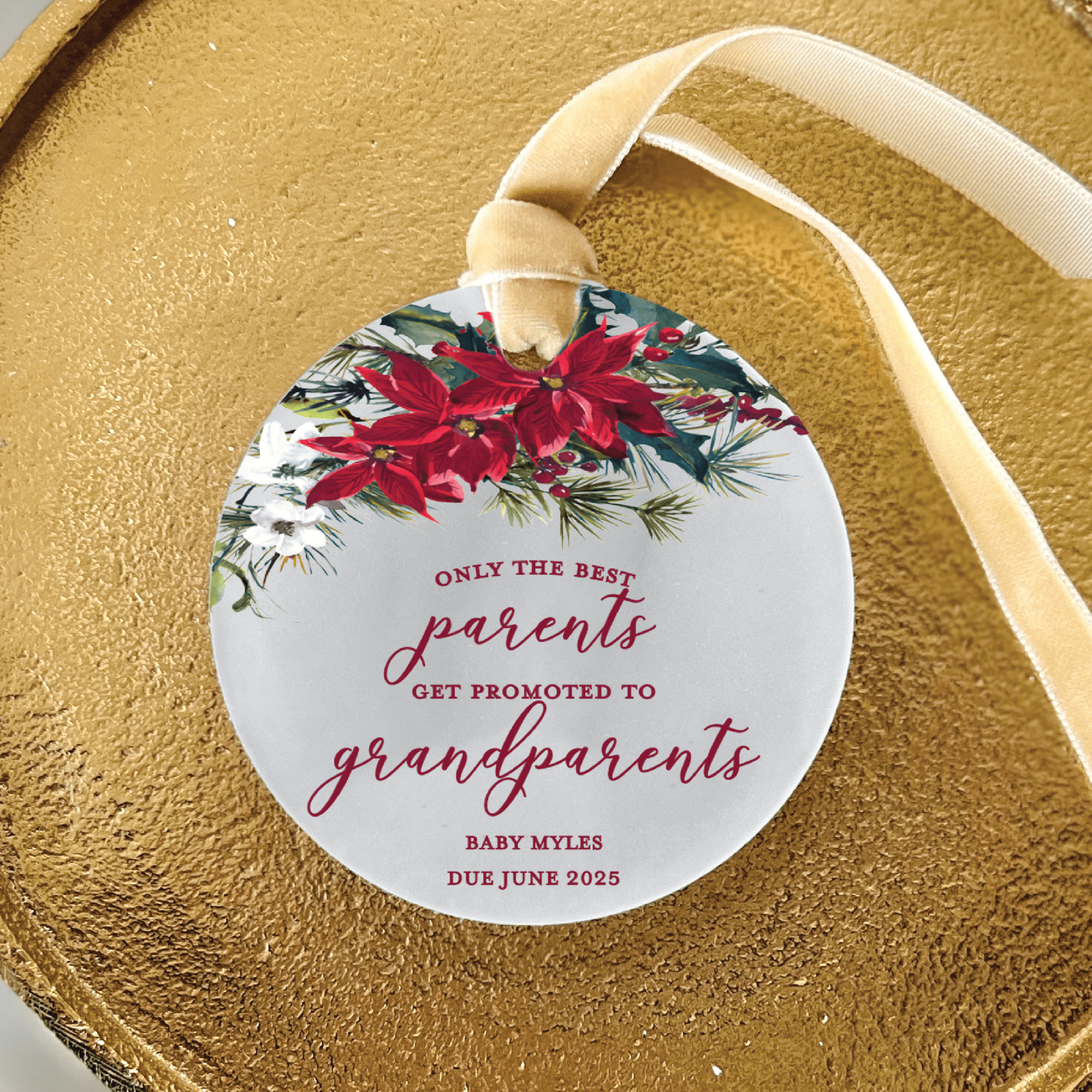 The Best Parents Get Promoted Christmas Ornament - Poinsettia - Ornament - Acrylic