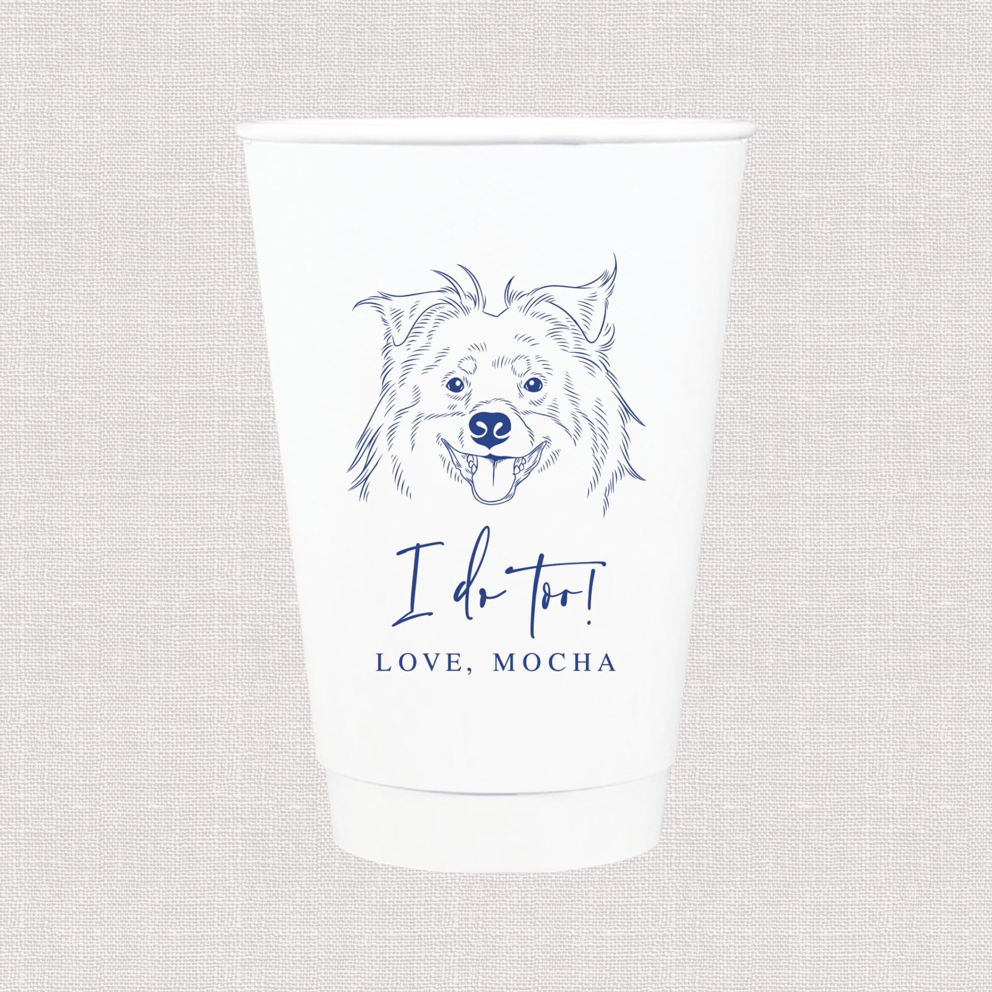 I Do Too Wedding Paper Cups with Custom Pet Design