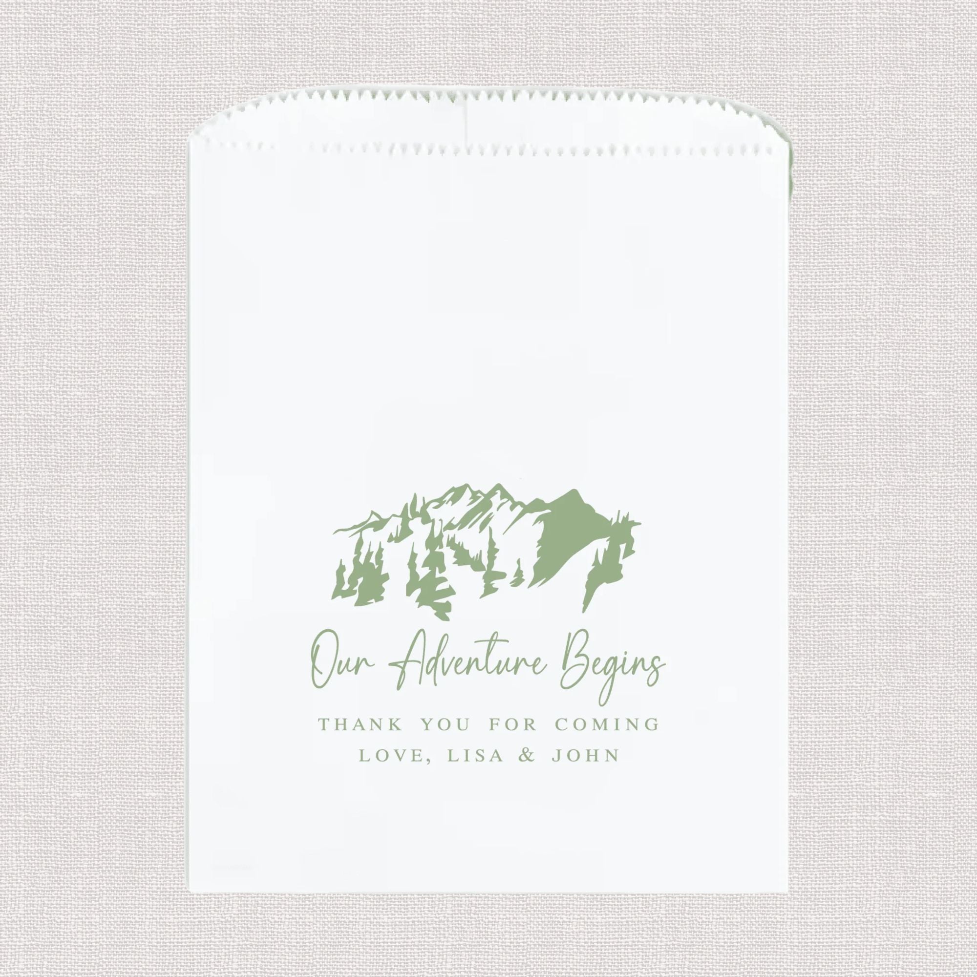 Our Adventure Begins Personalized Favor Treat Bag