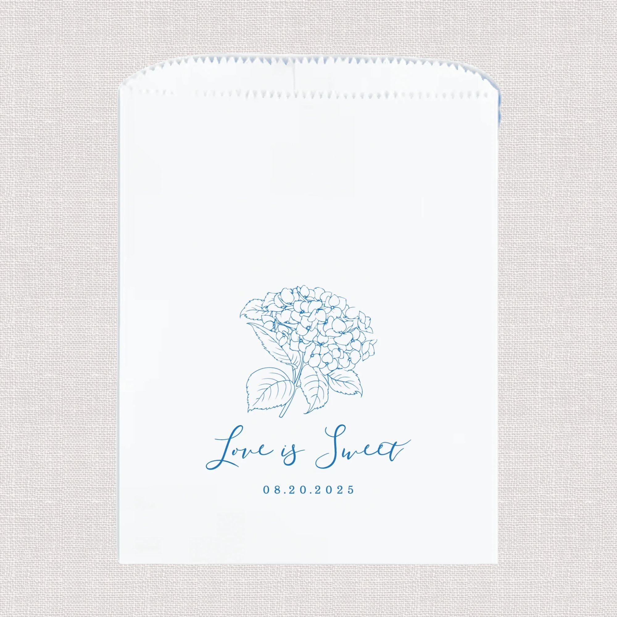 Summer Hydrangea Personalized Favor Treat Bag