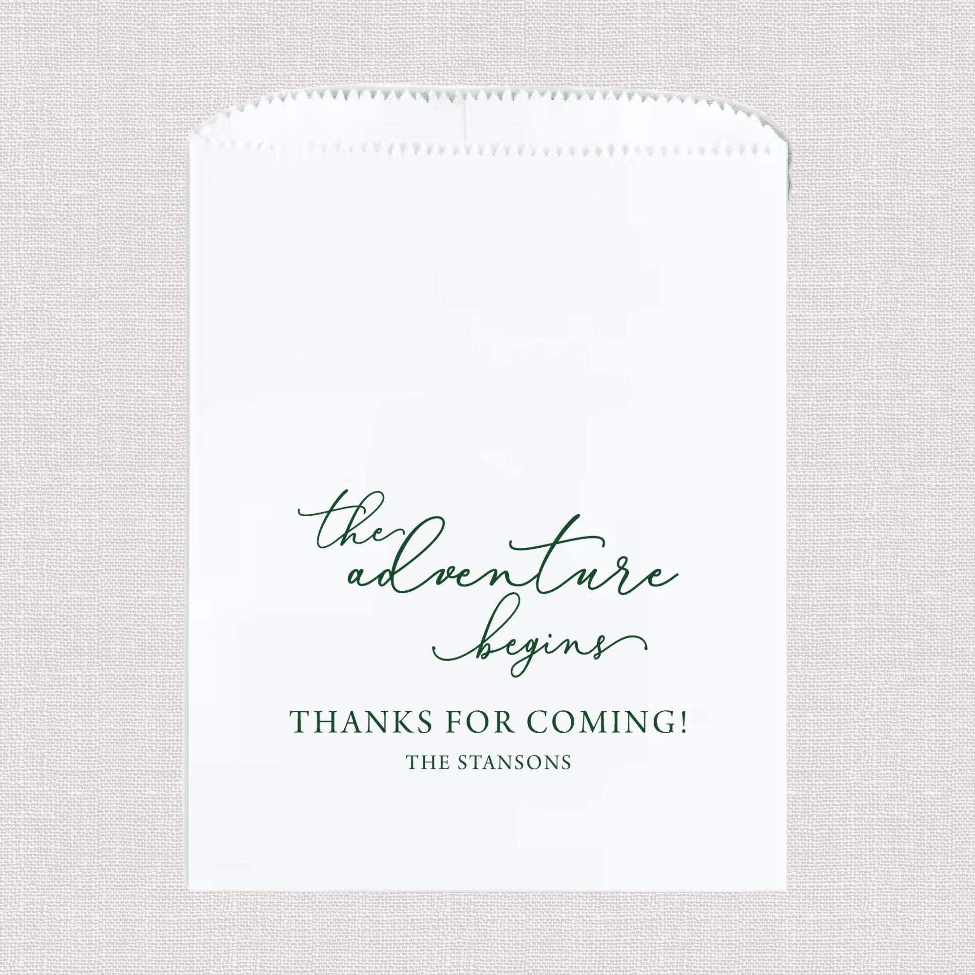 The Adventure Begins Personalized Favor Treat Bag