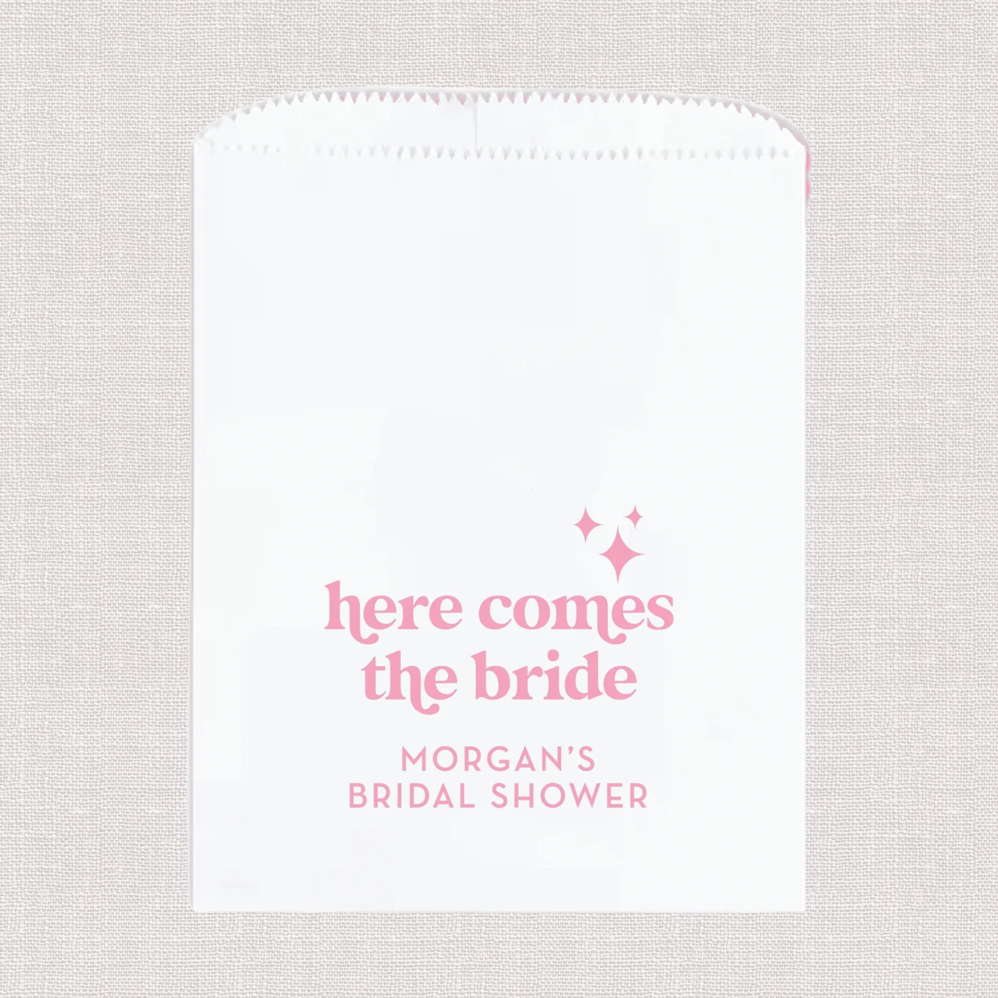 Here Comes the Bride Personalized Favor Treat Bag