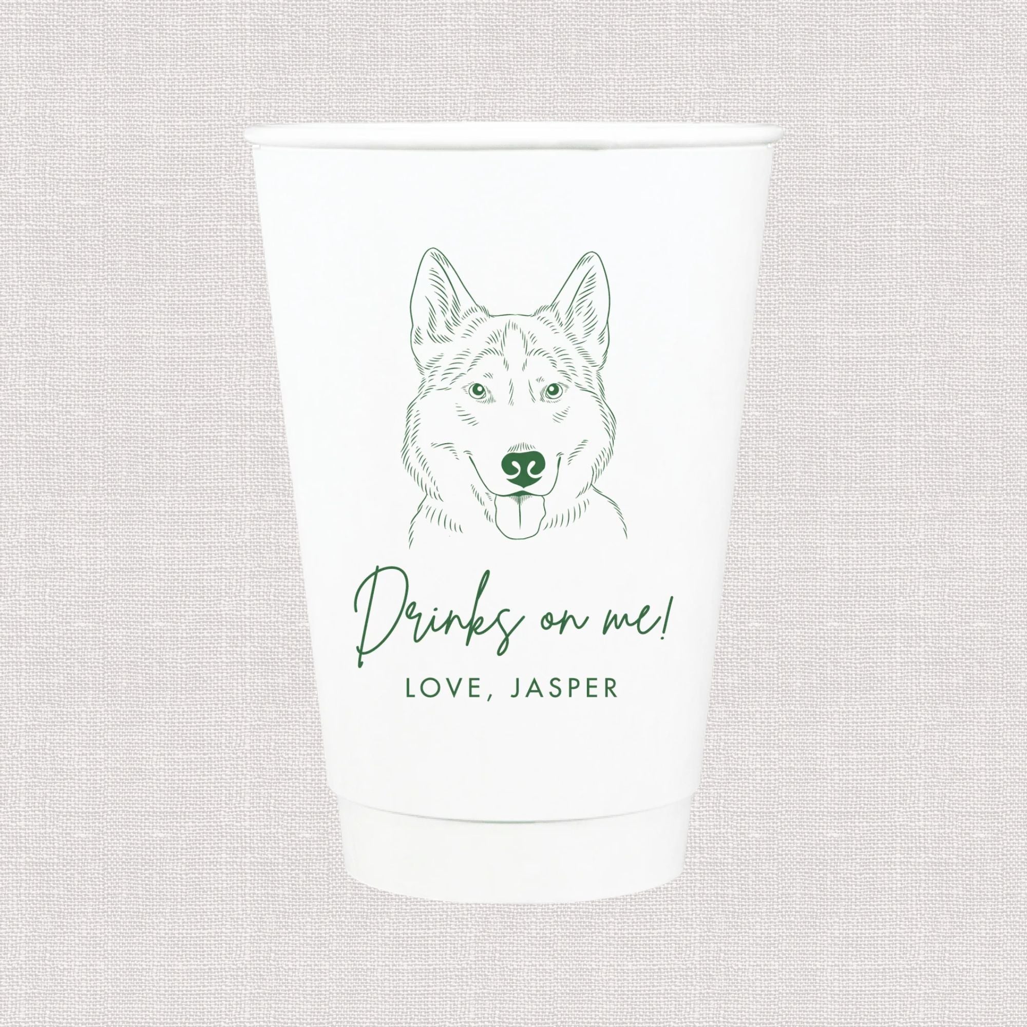 Wedding Paper Cups with Custom Dog Design