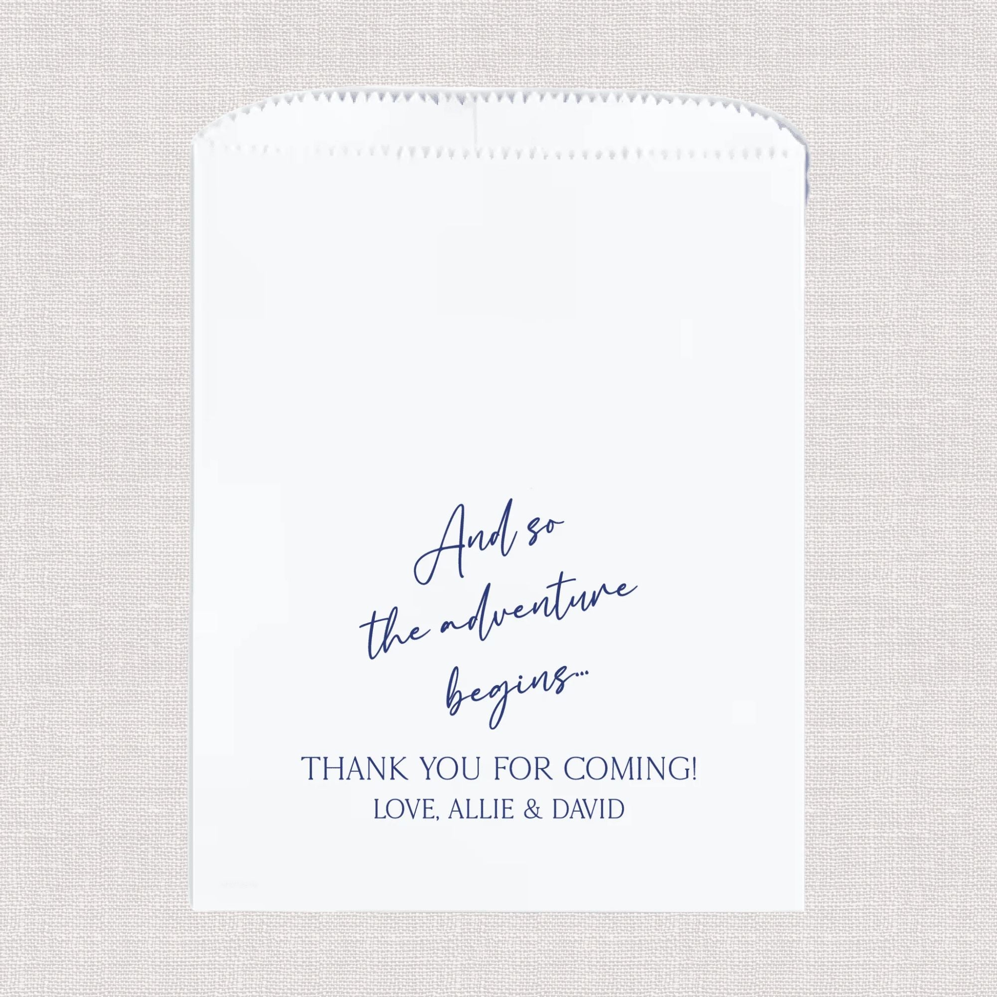 And So The Adventure Begins Personalized Favor Treat Bag