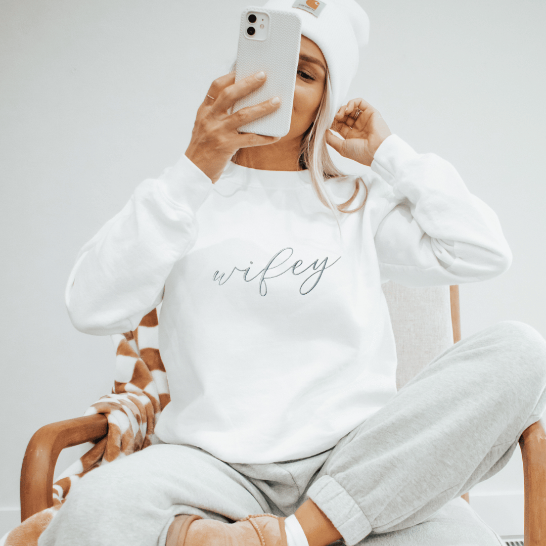 Wifey Embroidered Sweatshirt