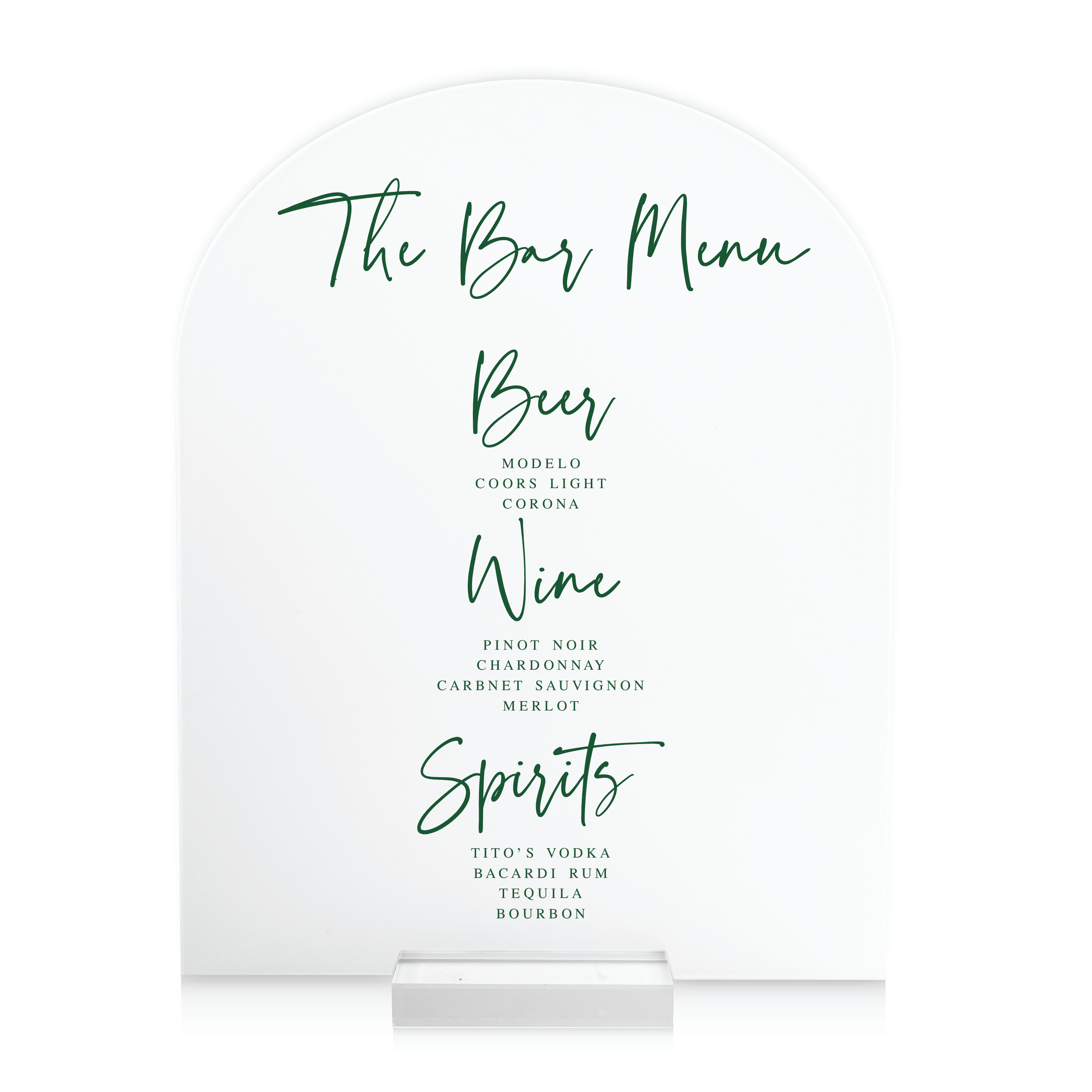 Bar Menu Wedding Sign - Bar Menu - Arch