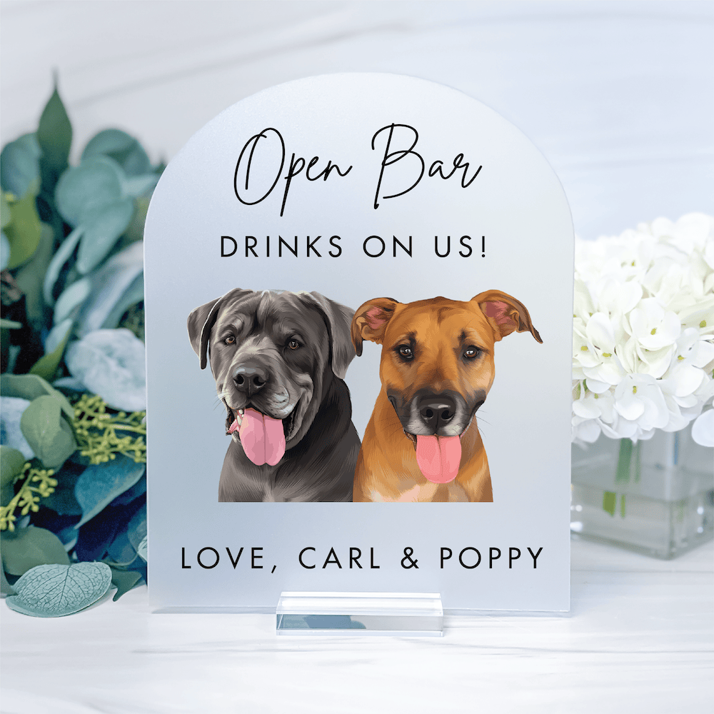 Open Bar Custom Illustrated Pet Bar Sign