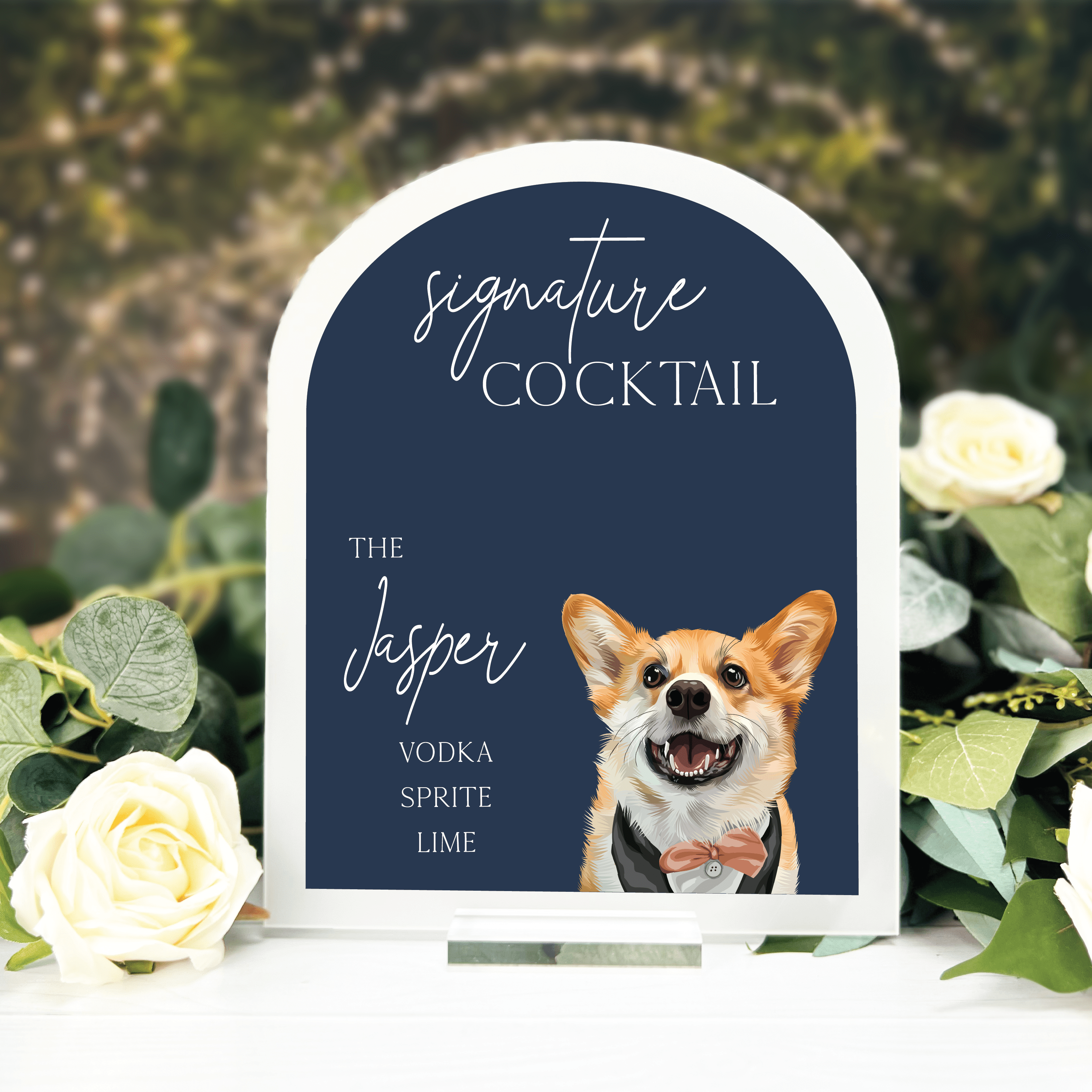 Custom Illustrated Pet Signature Cocktails Bar Sign - Bar Menu - Arch