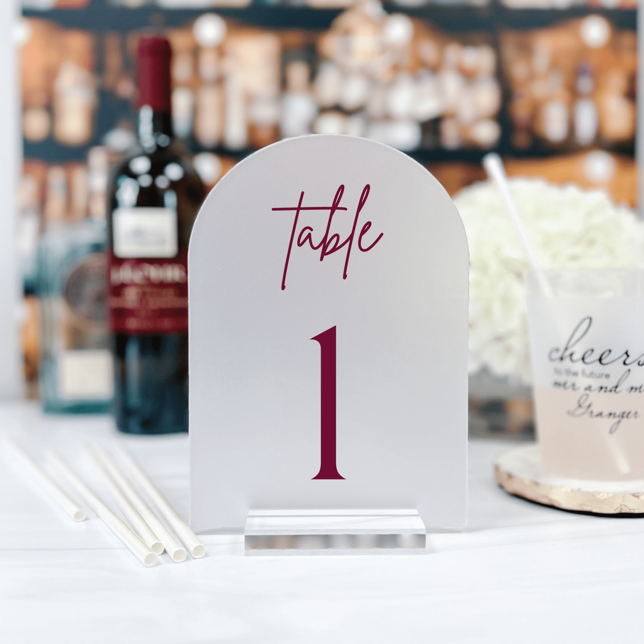 Modern Arched Acrylic Table Numbers - Table Numbers
