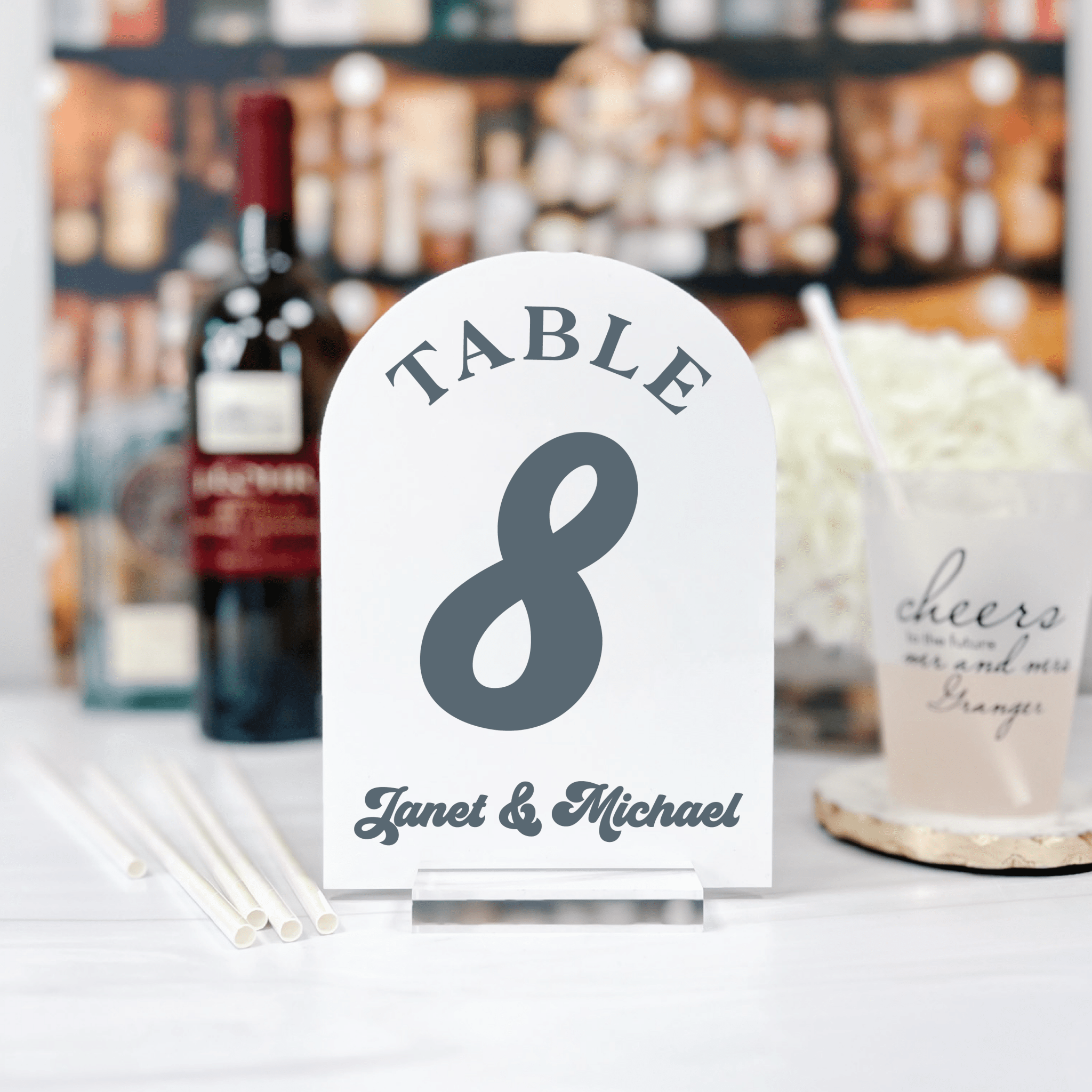 Retro Arched Acrylic Table Numbers - Table Numbers