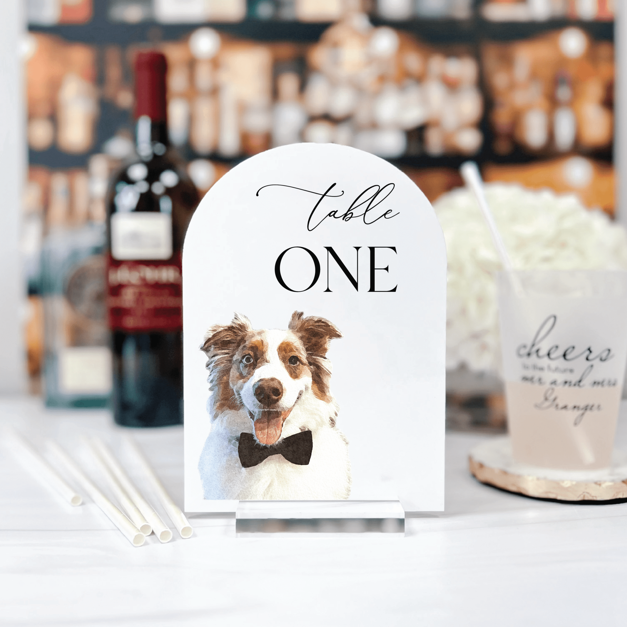 Arched Watercolor Pet Table Numbers - Table Numbers