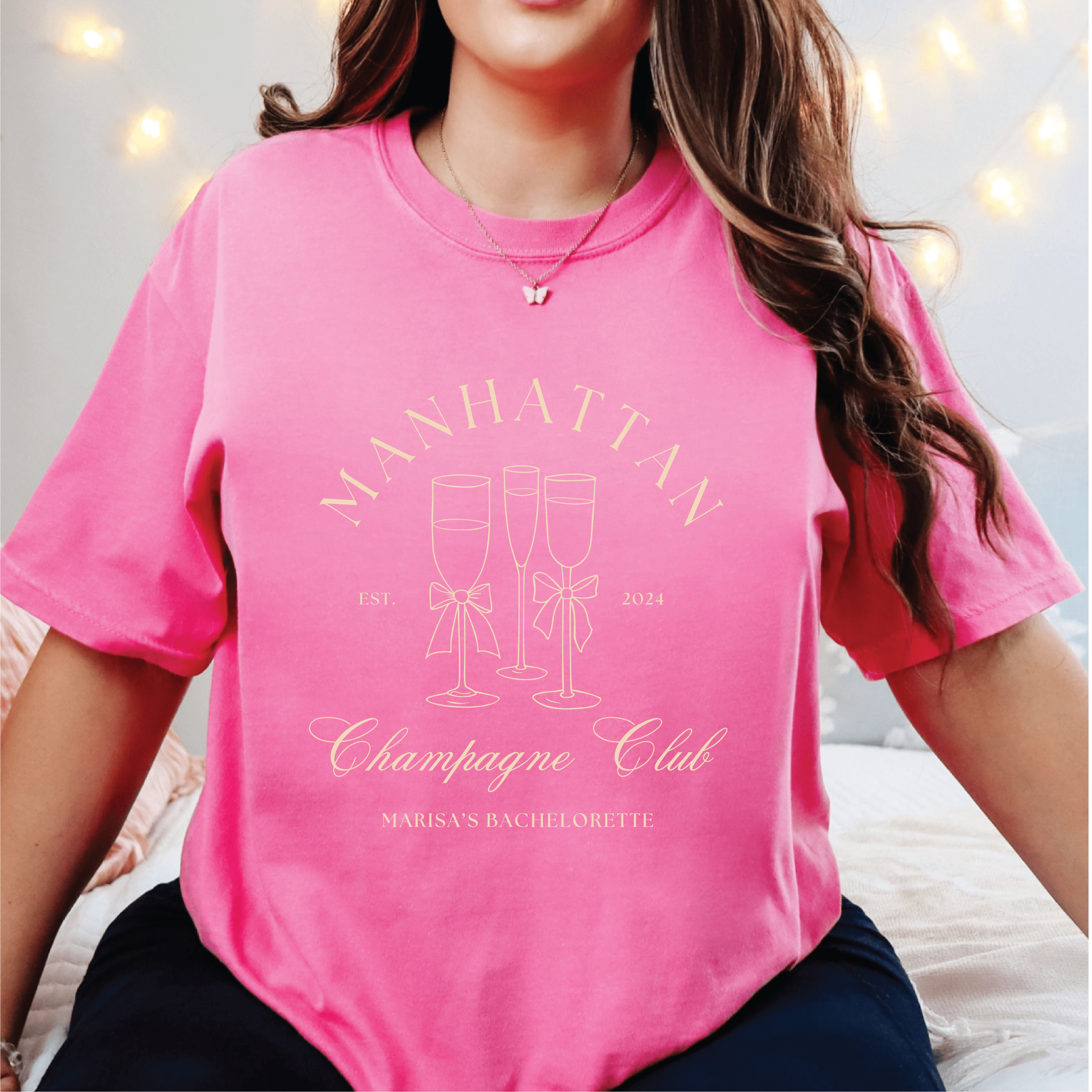 Champagne Club Bachelorette T-Shirt - T-Shirt Bachelorette DTF
