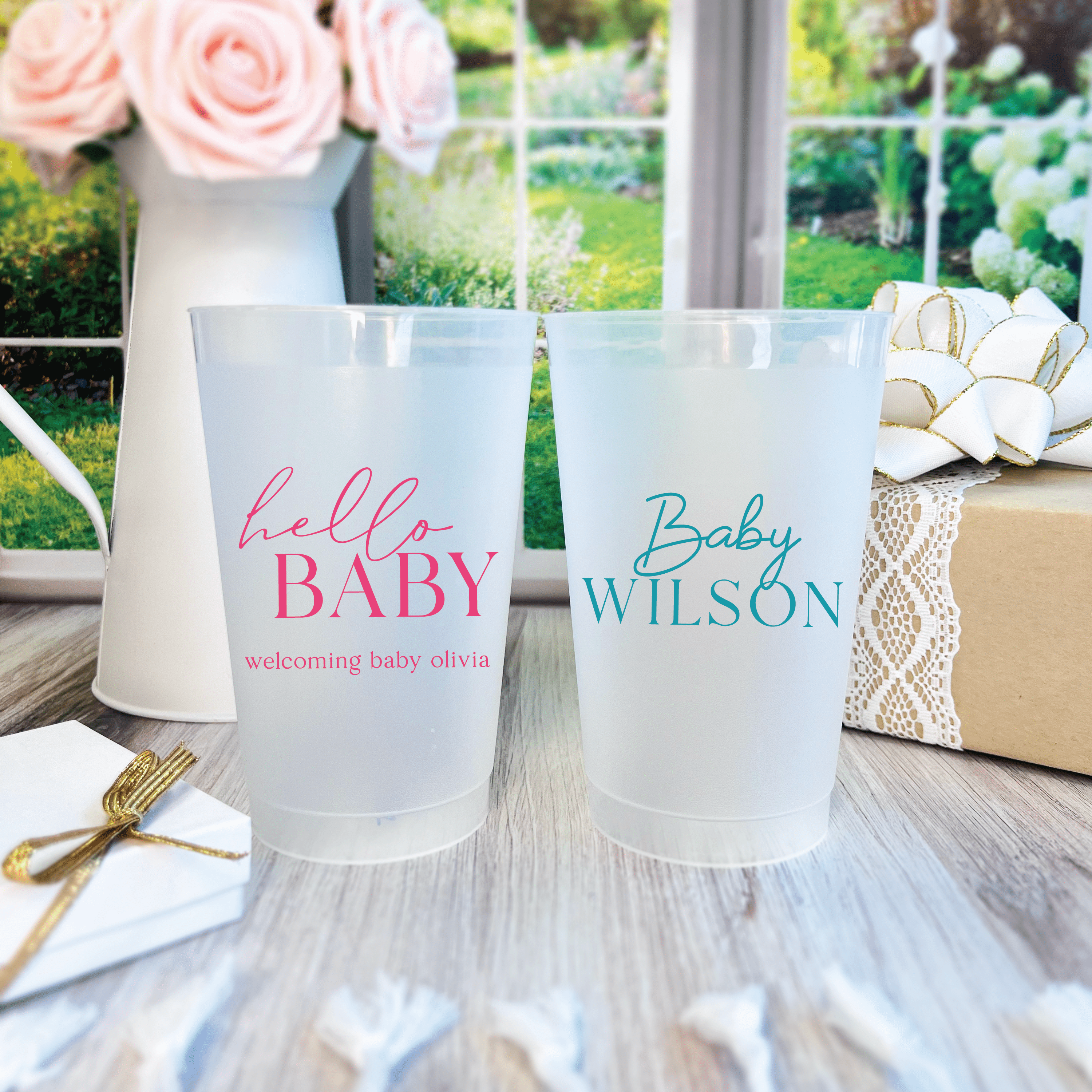 Personalized Baby Shower Frosted Plastic Cups - Cup - Frosted
