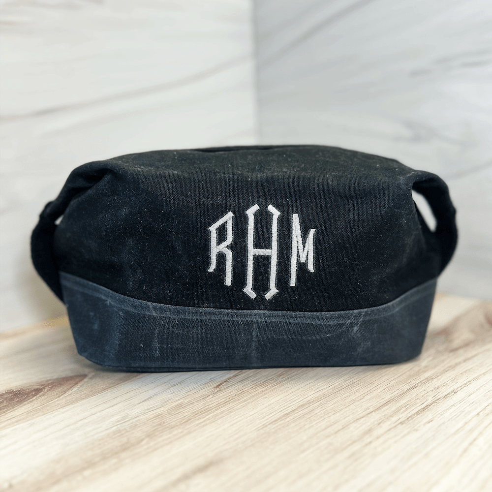 Men’s Monogrammed Waxed Canvas Travel Bag