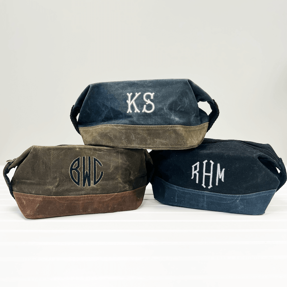 Custom Groomsmen Toiletry Bag Waxed Canvas Monogrammed