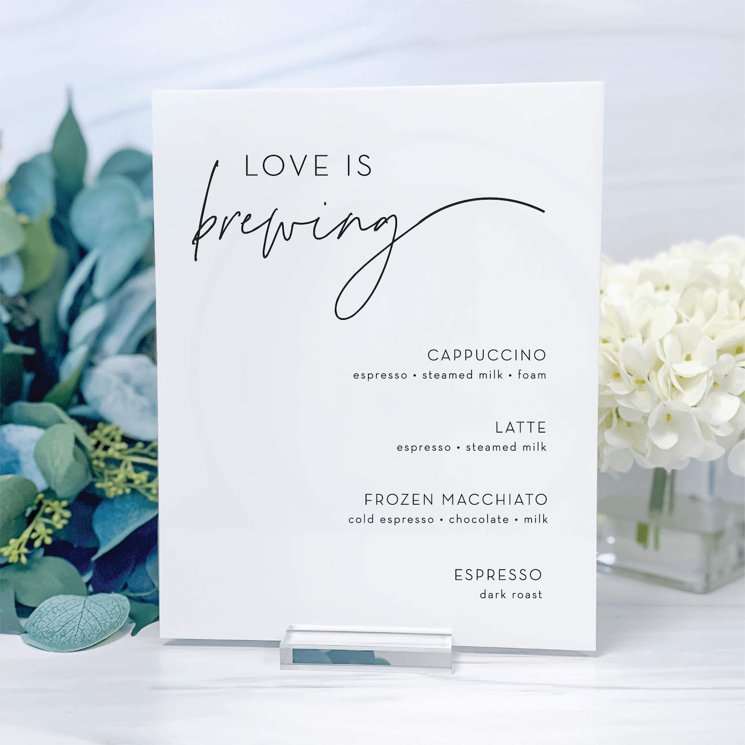 Love Is Brewing Wedding Acrylic Sign