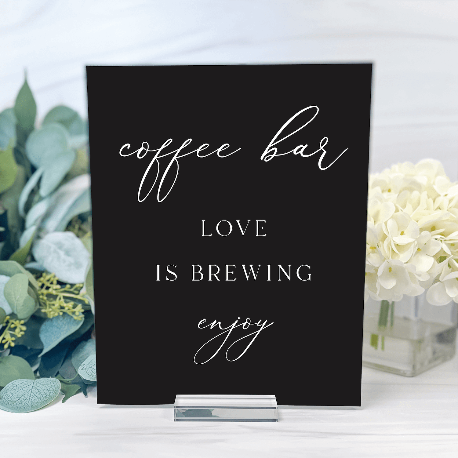 Coffee Bar Love Is Brewing Wedding Acrylic Sign