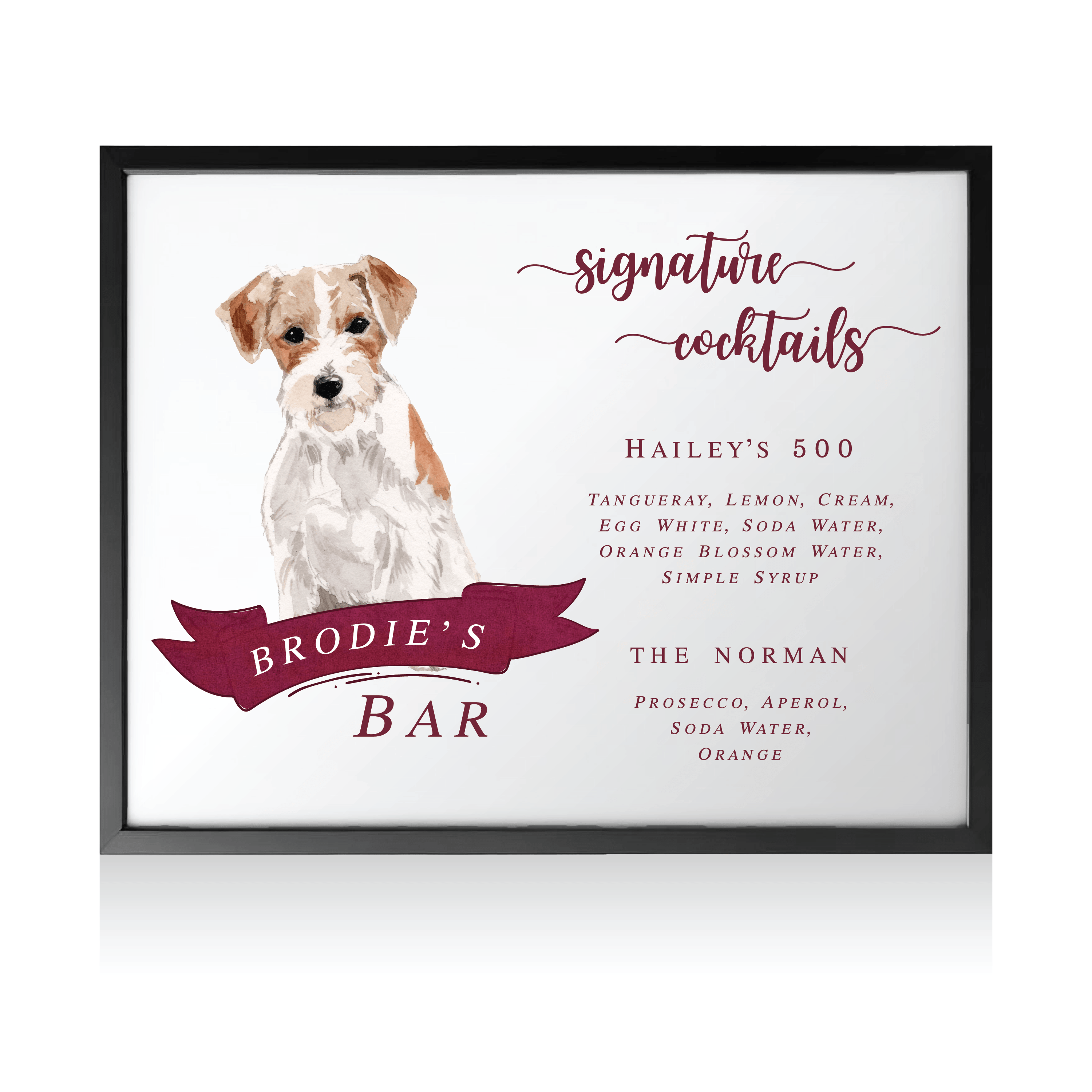 As Featured in People Magazine - Dog Wedding Bar Menu Print - Bar Menu