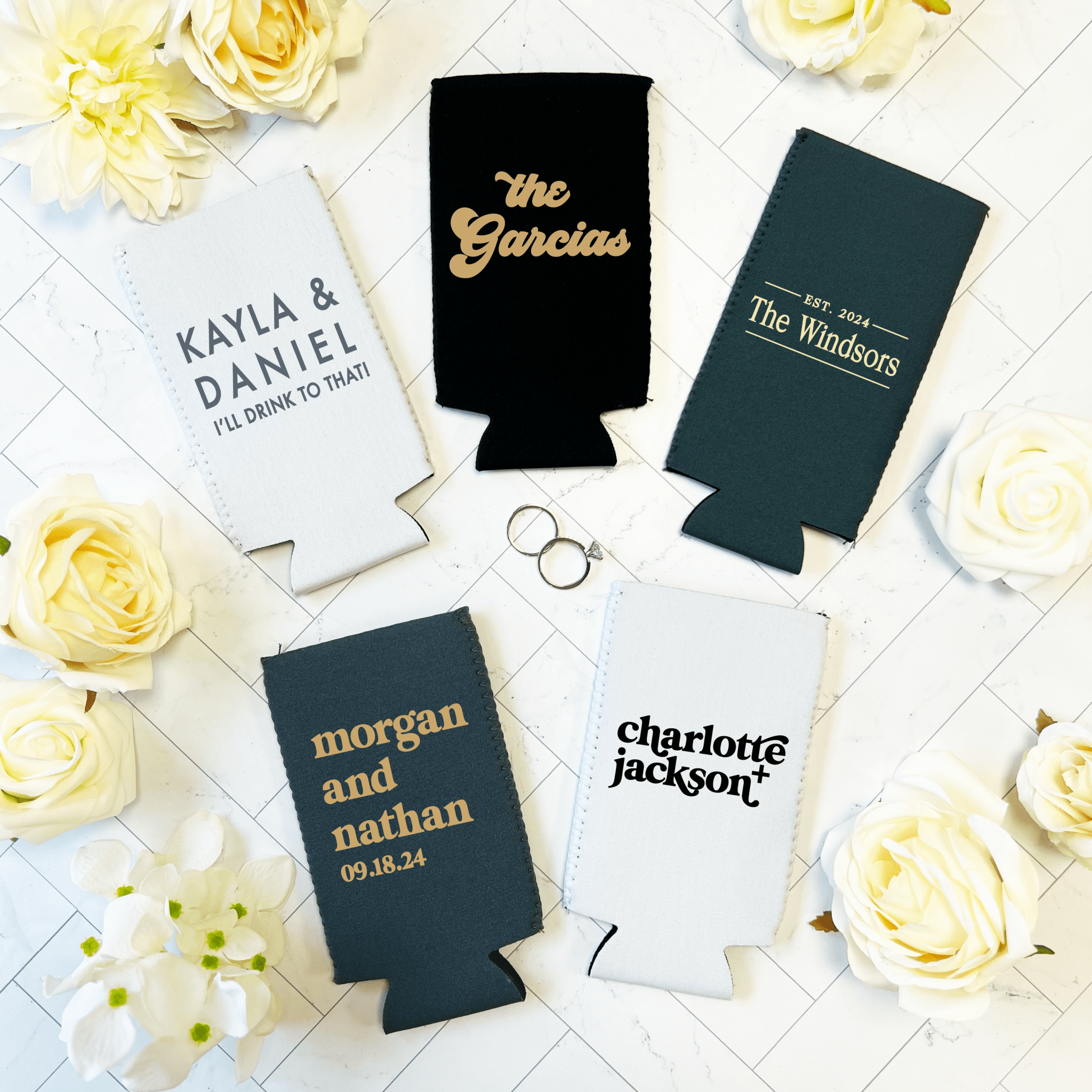 Block Font Slim Can Coolers - Can Cooler - Slim