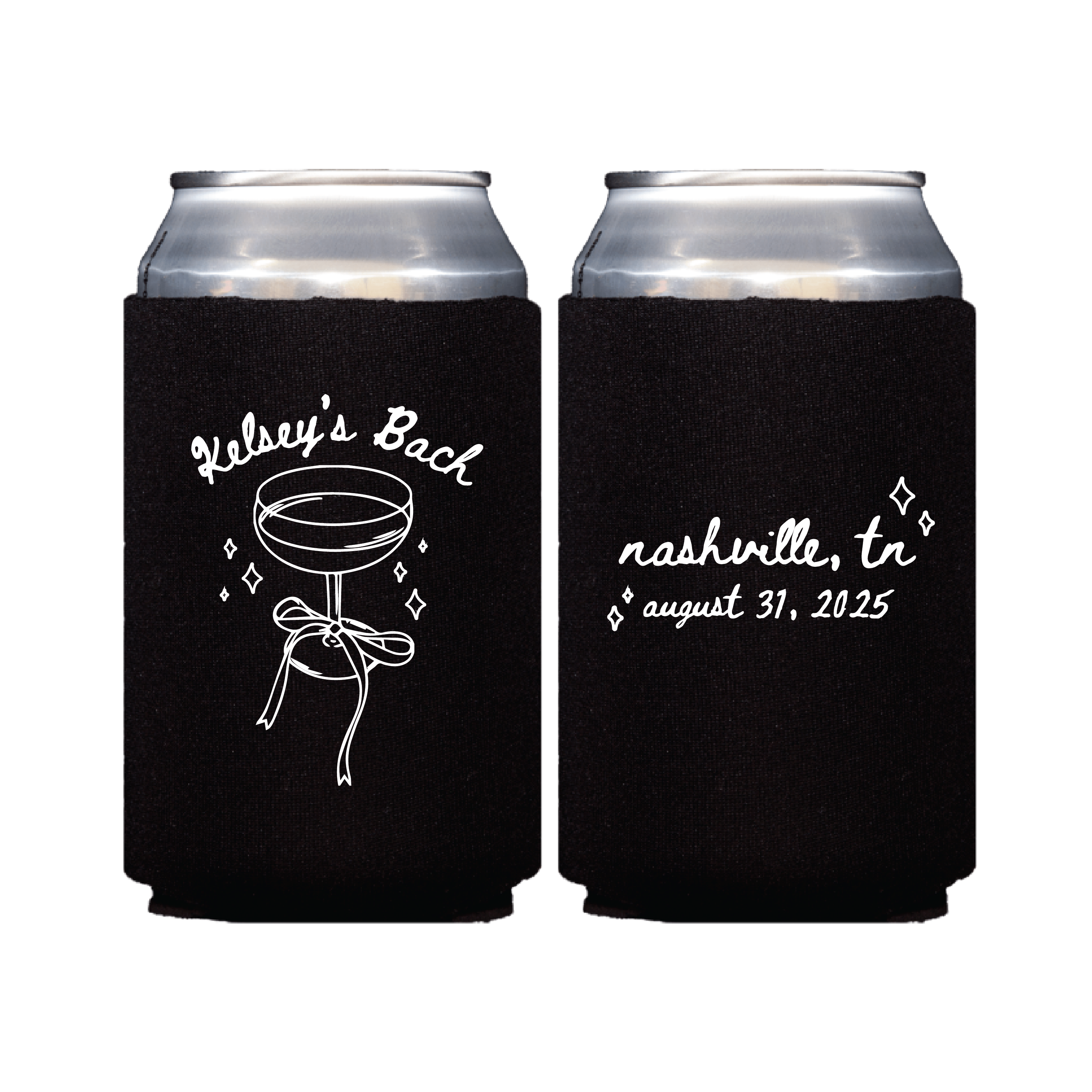 Champagne & Bows Personalized Bachelorette Can Cooler - Can Cooler