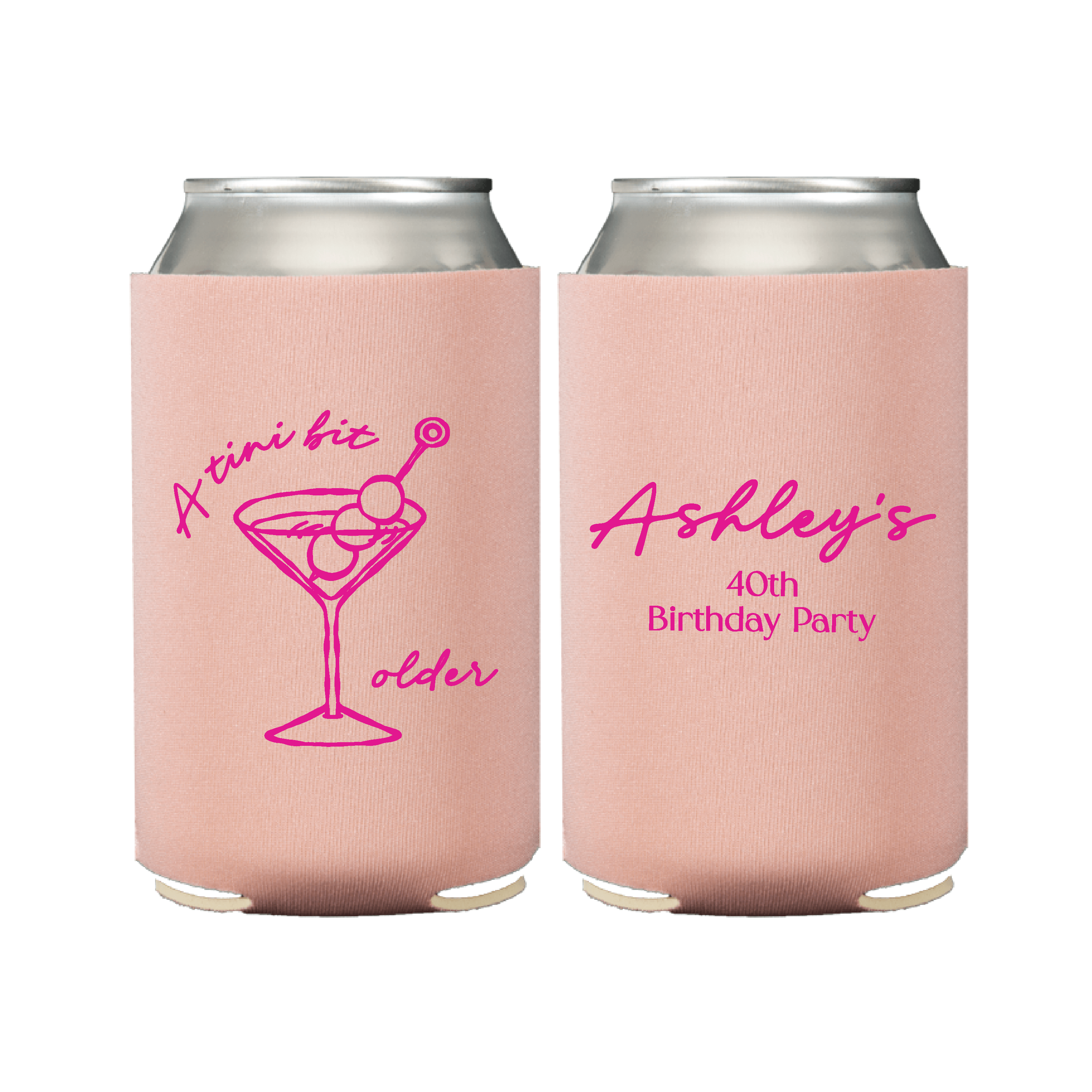 Martinis & Milestones Birthday Can Coolers