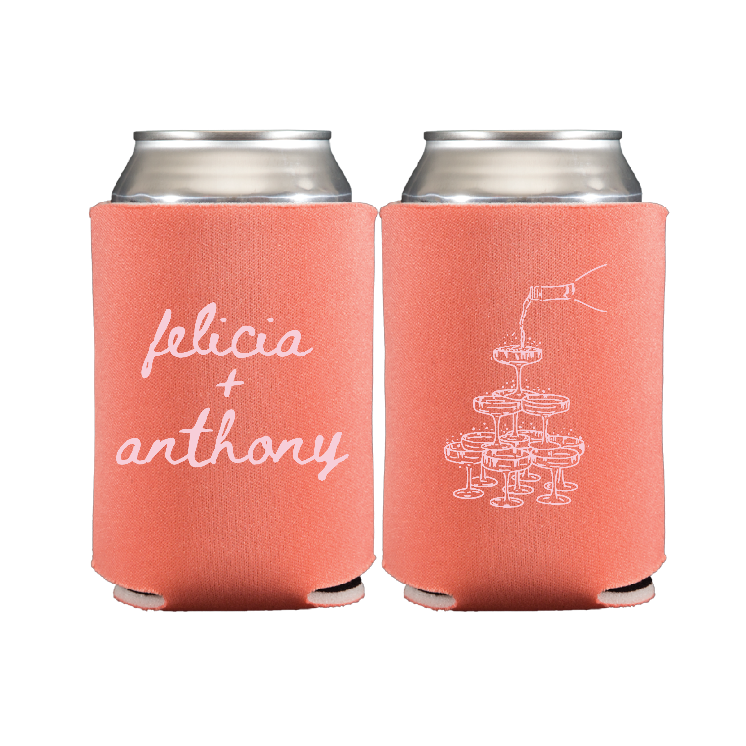 Champagne Tower Wedding Can Coolers - Can Cooler