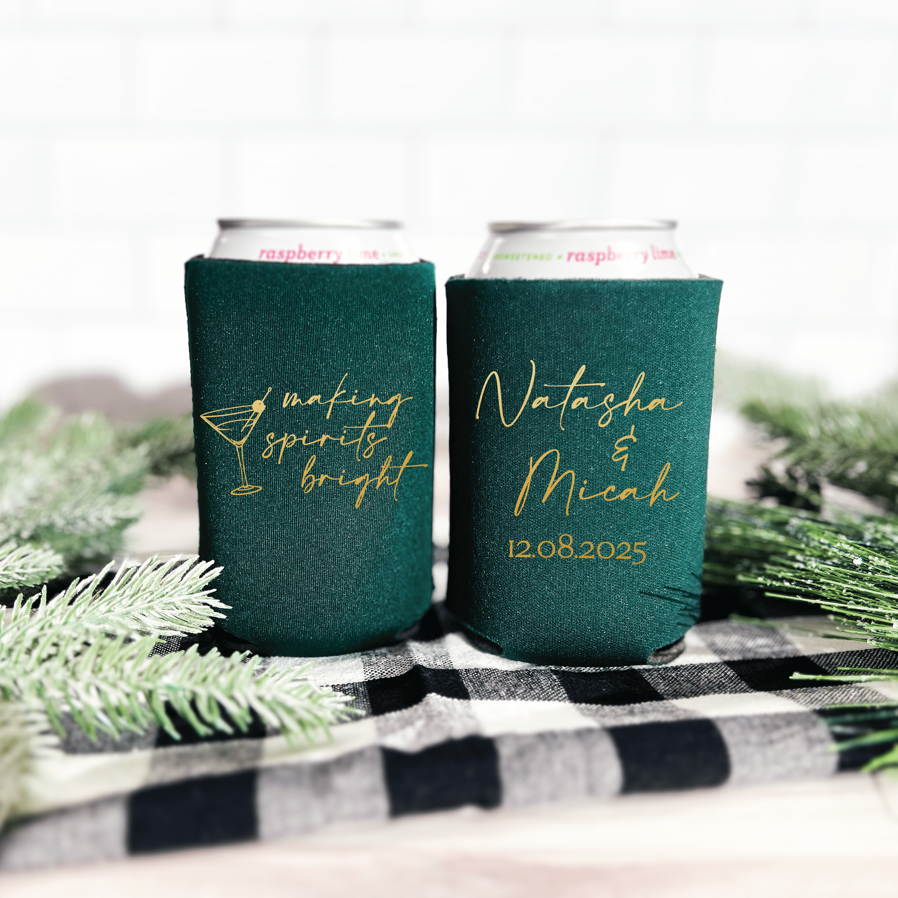 Making Spirits Bright Personalized Wedding Can Coolers - Can Cooler