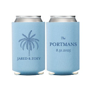 Palm Tree Last Name Wedding Can Coolers