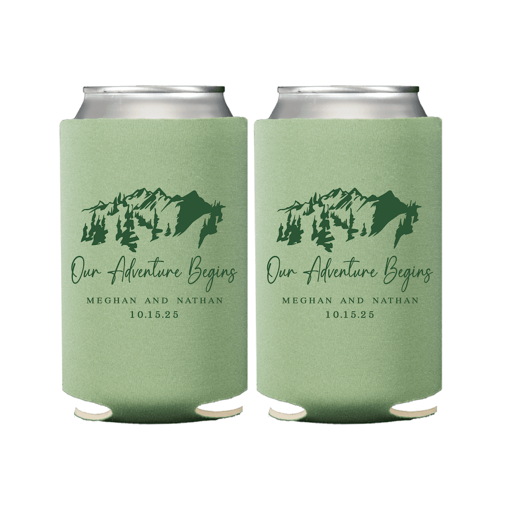 Our Adventure Begins Wedding Reception Bar Can Coolers - Can Cooler