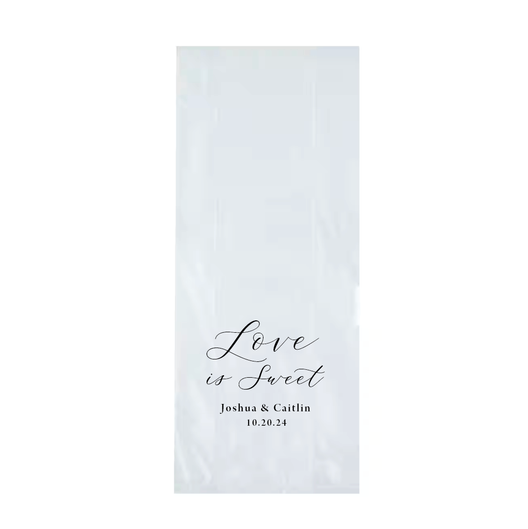 Love is Sweet Personalized Wedding Cellophane Bags - Favor Bags