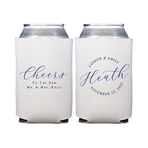 Cheers to the Newlyweds Wedding Can Cooler Favors