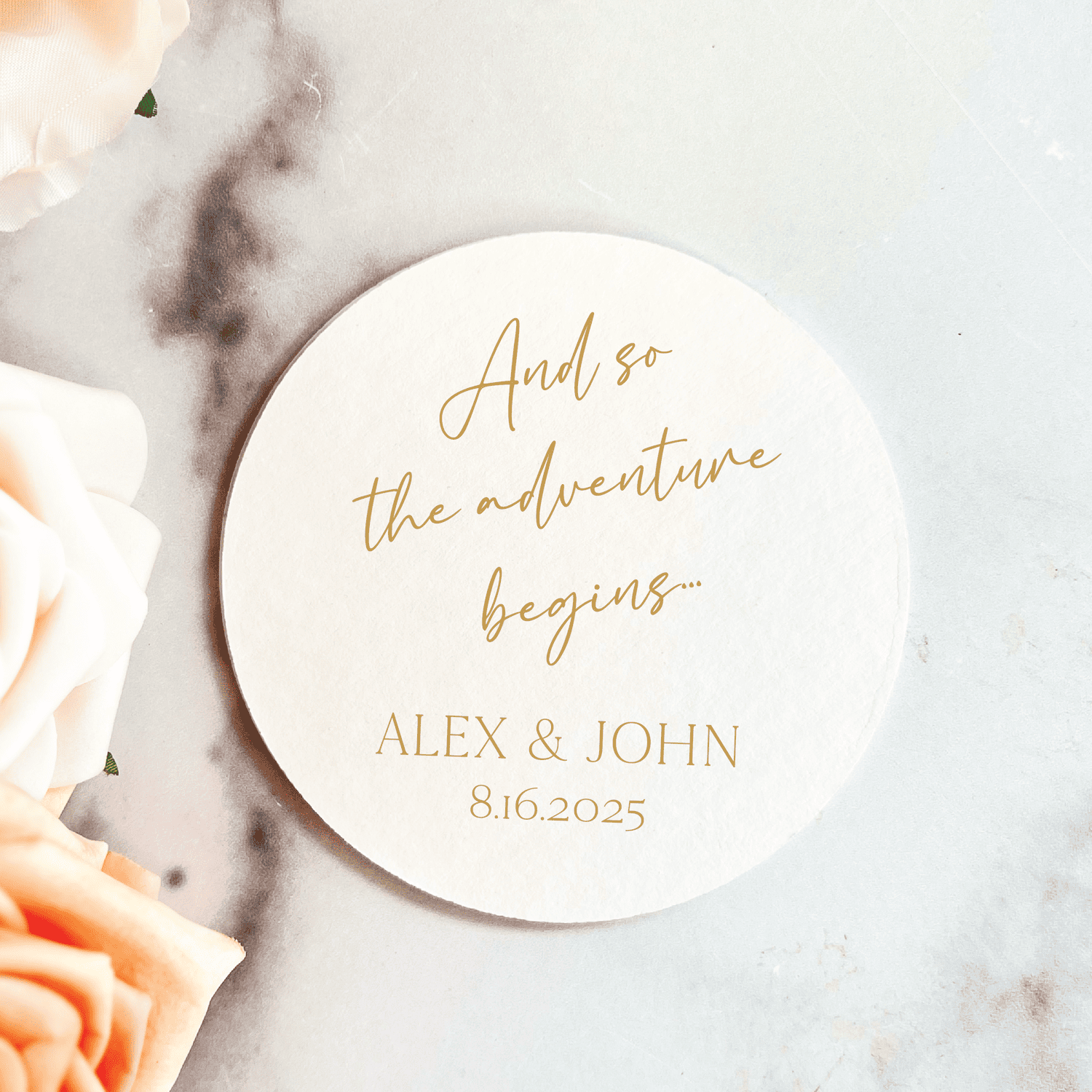 And So The Adventure Begins Wedding Coasters - Coasters