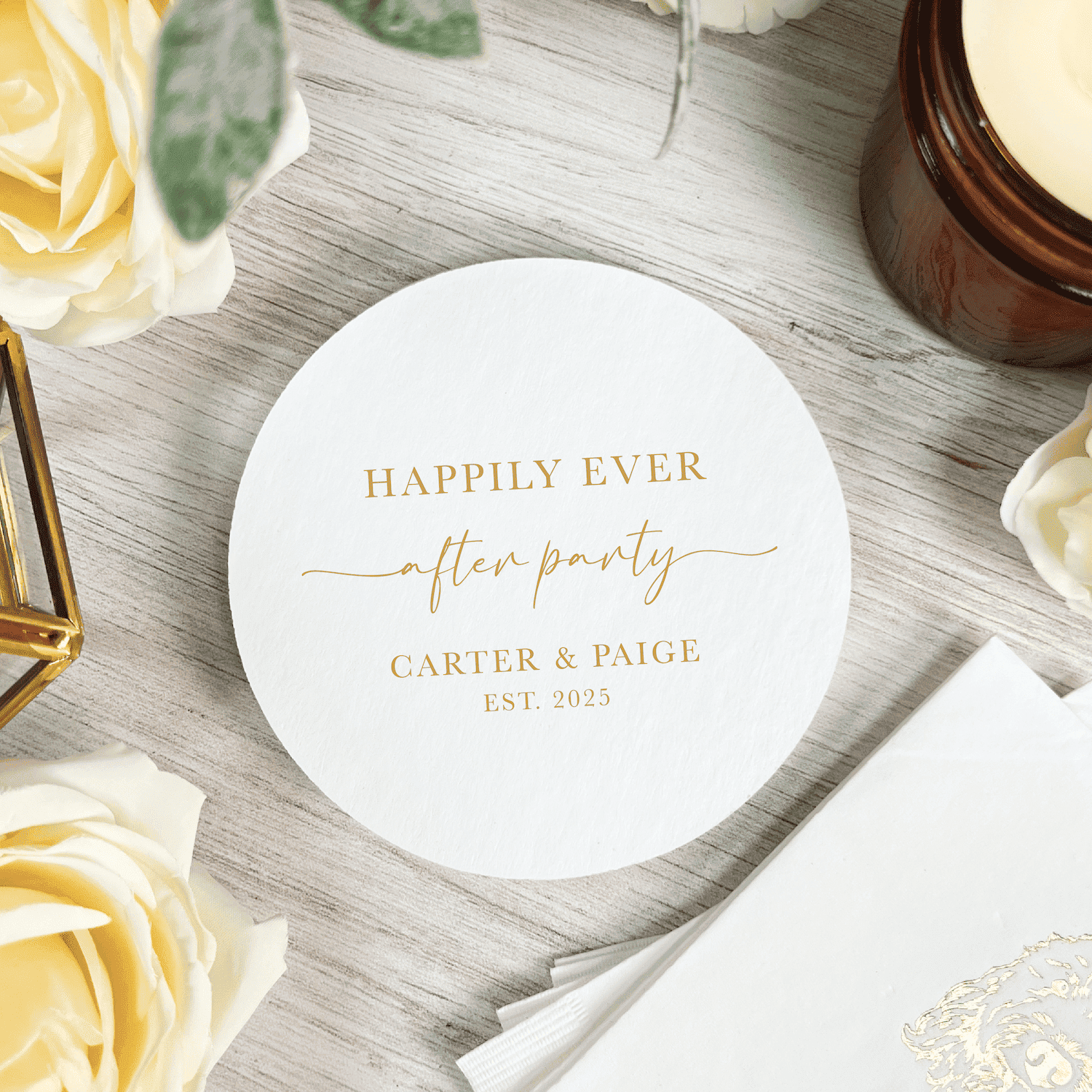 Happily Ever After Party Wedding Reception Coasters - Coasters