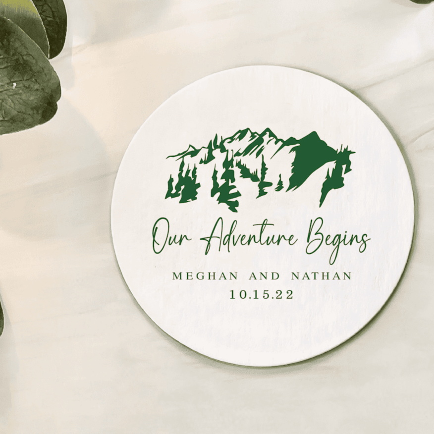Our Adventure Begins Wedding Coasters - Coasters