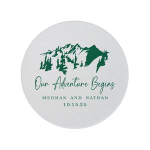 Our Adventure Begins Wedding Coasters