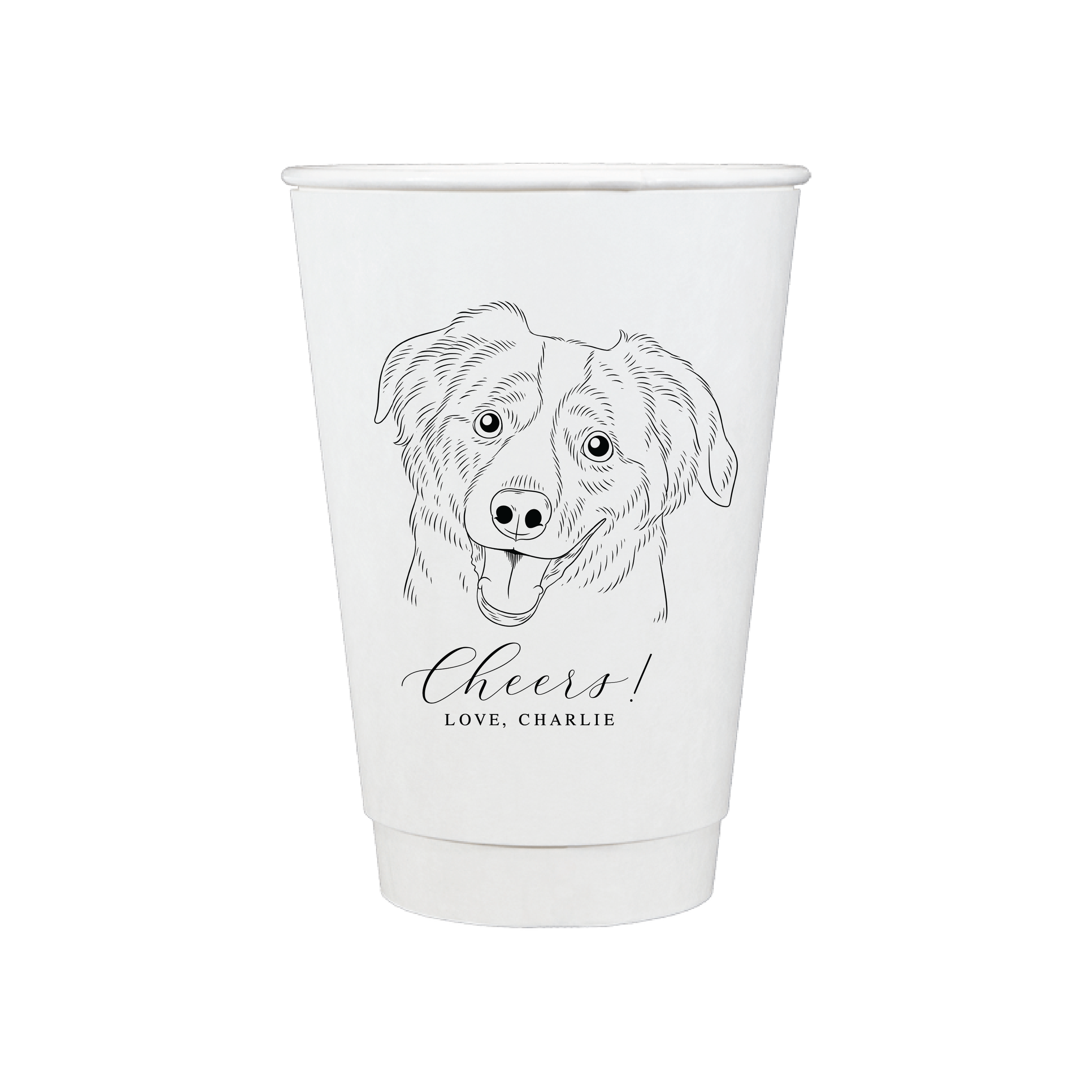 Cheers Wedding Paper Cups with Custom Pet Illustration - Cup - Paper Cup - Dog