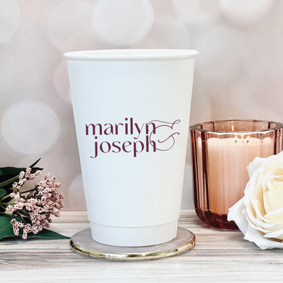 Modern First Names Personalized Wedding Paper Cups